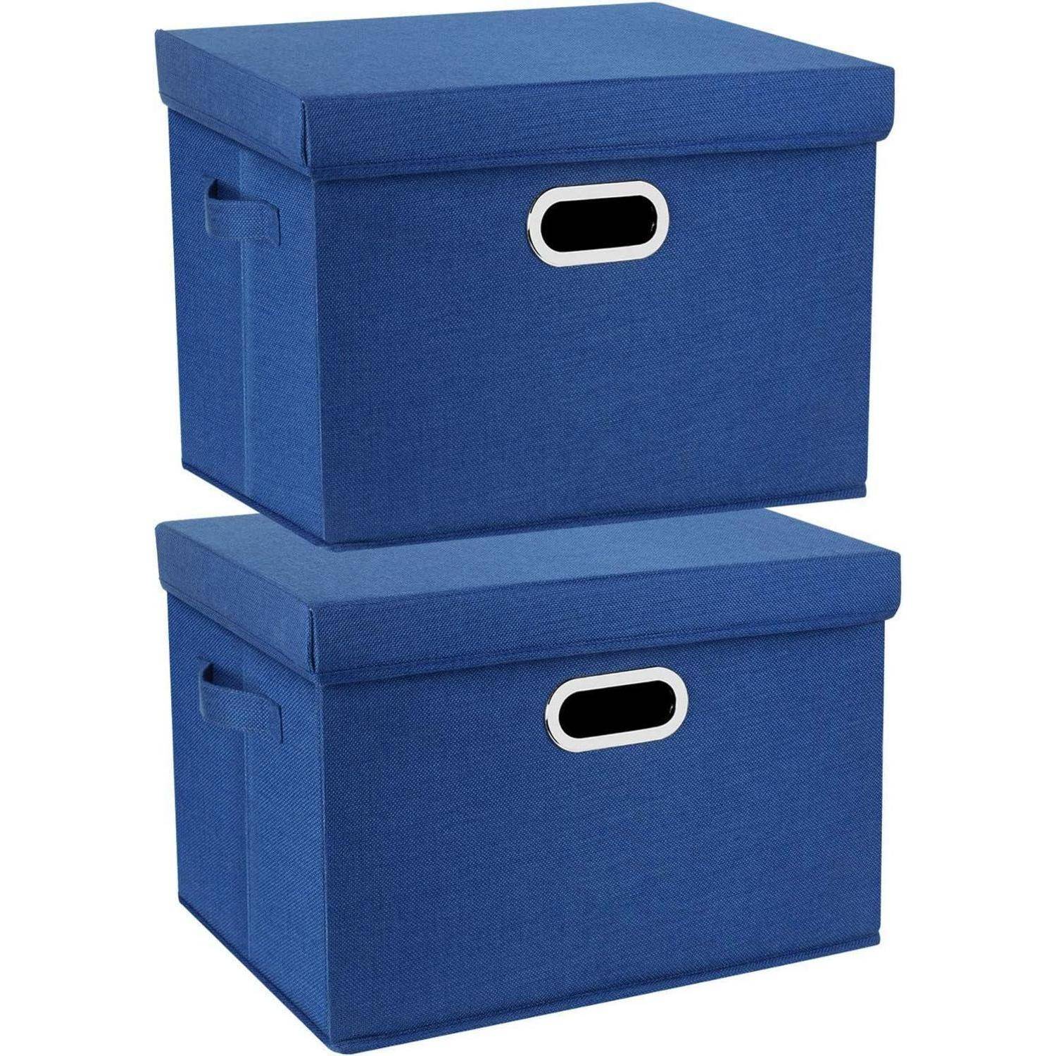 Aufbewahrungsbox Deckel groß faltbar waschbar 2-Stück Klassisch Blau