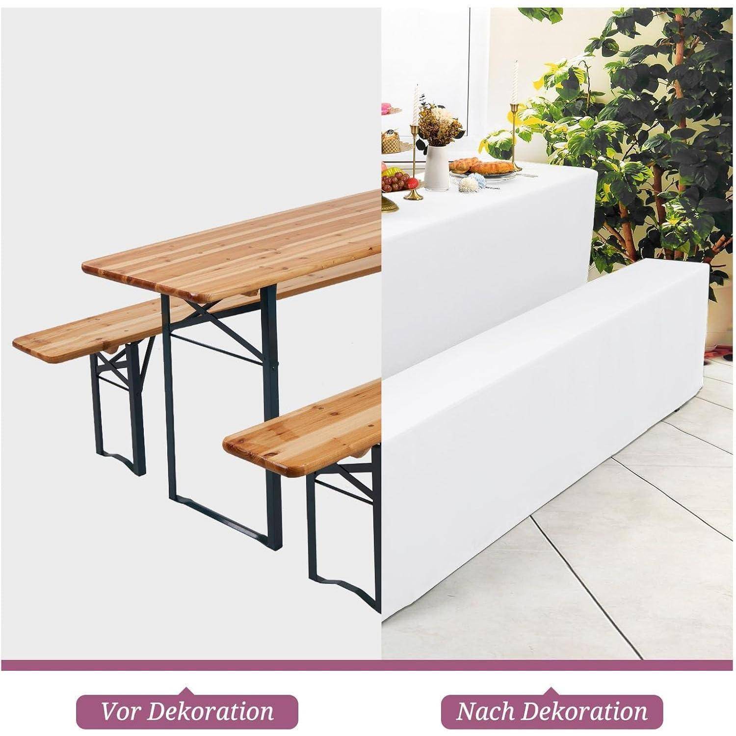 Biertischhussen Bierbankhusse Tischdecken Weiß 70cm-Set of 1