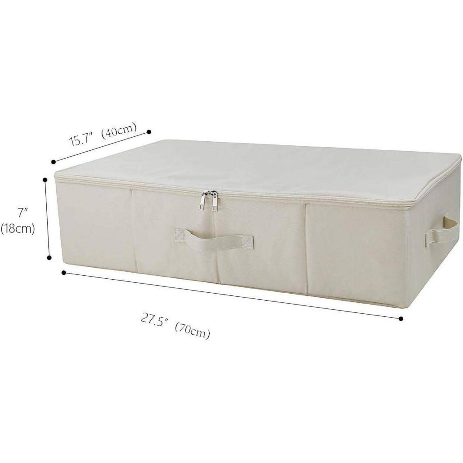 Unterbettbox Stoff faltbar starr Organizer Kleidung Beige 3 Stück