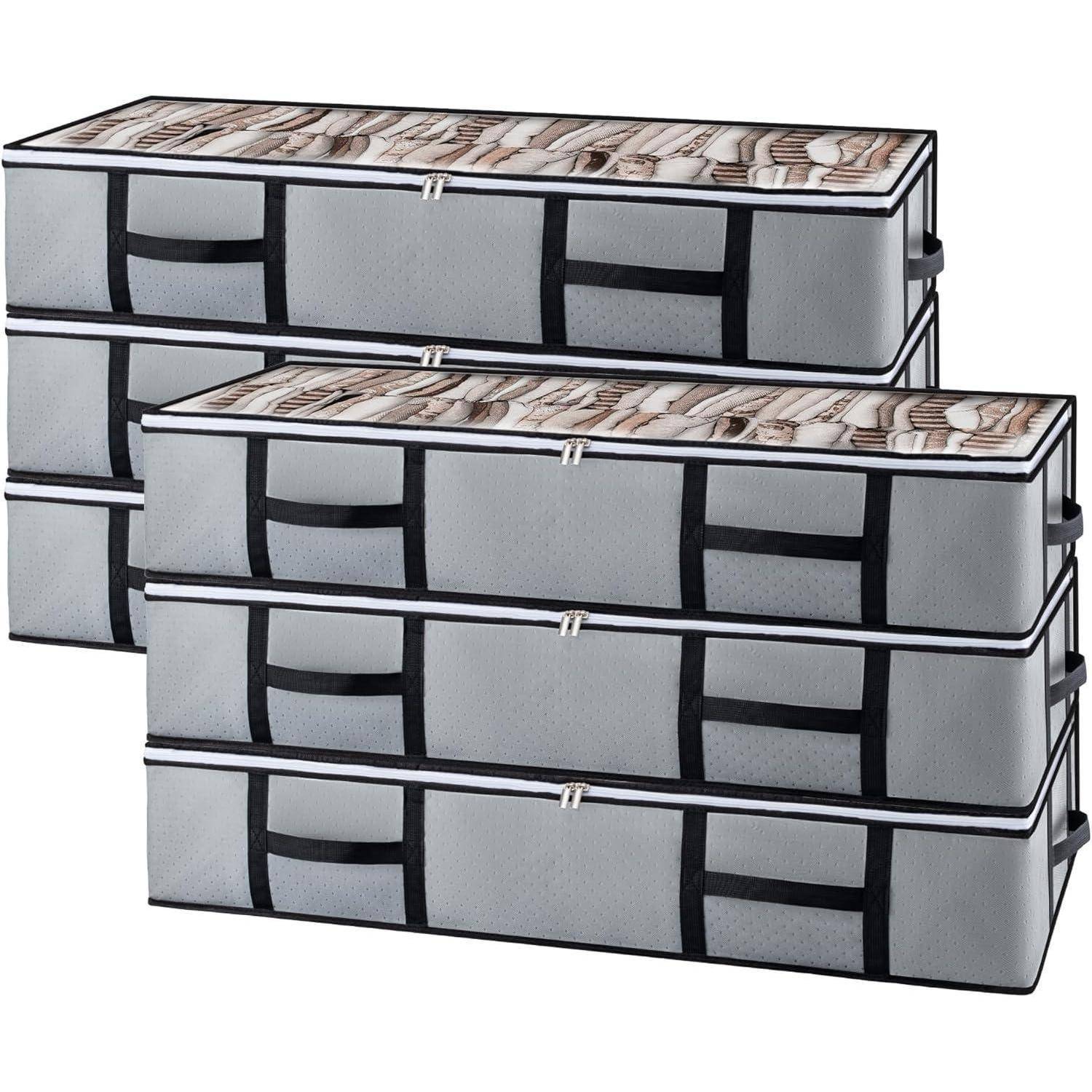 Unterbett Aufbewahrungsbox 90L Bettdecken Organizer 6X90L Grau