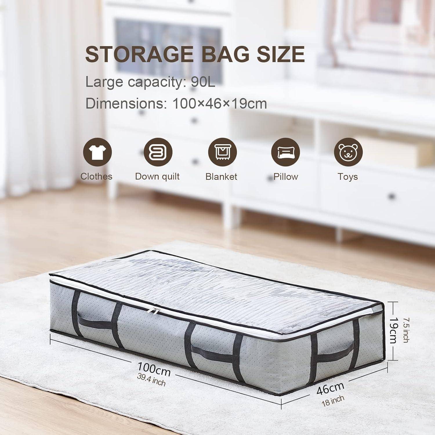 Unterbett Aufbewahrungsbox 90L Bettdecken Organizer 6X90L Grau