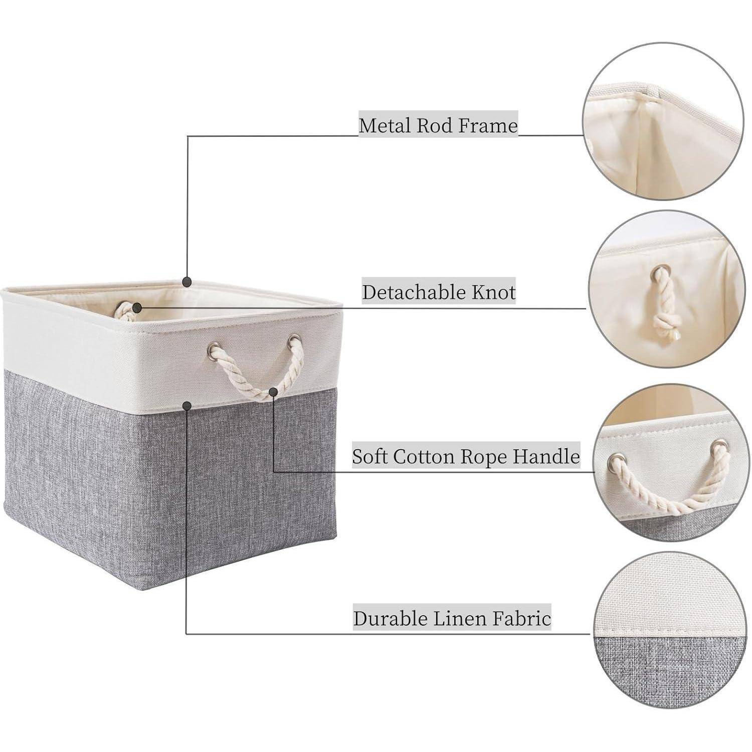 Aufbewahrungsbox Stoff 33x38x33cm Schrank Regal 3 Pack Grau Weiß