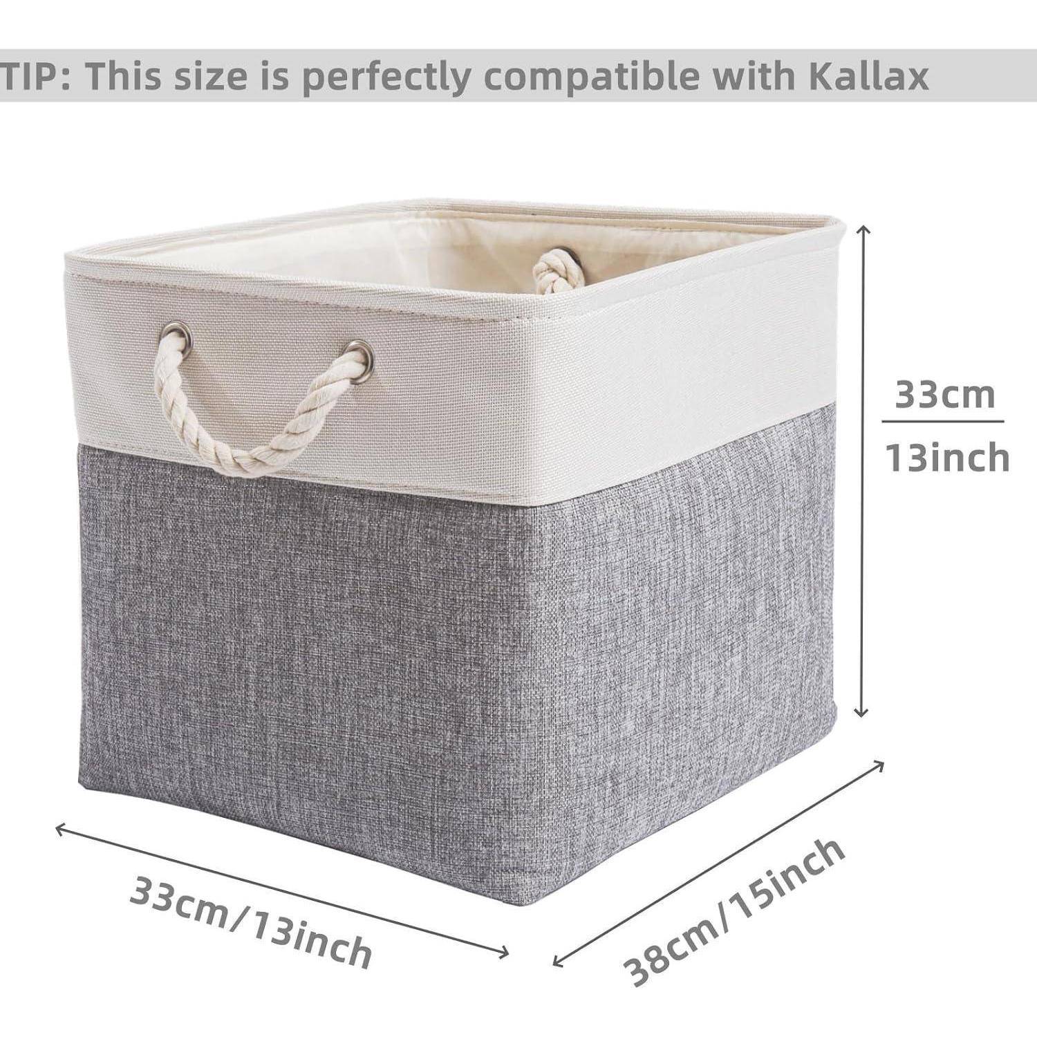 Aufbewahrungsbox Stoff 33x38x33cm Schrank Regal 3 Pack Grau Weiß