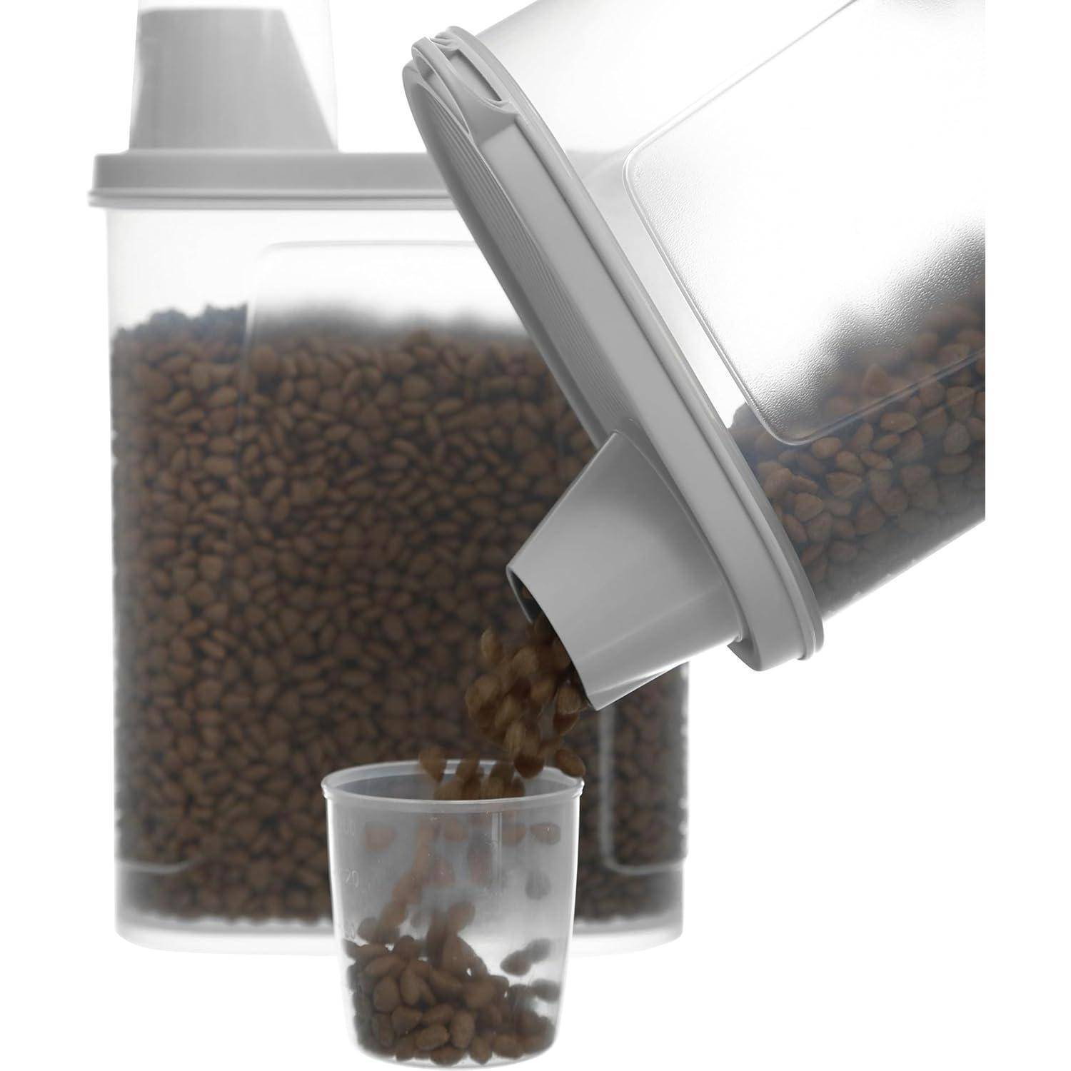 Futtercontainer Luftdicht Hundefutter Messbecher 2300ml 2PCS Grau