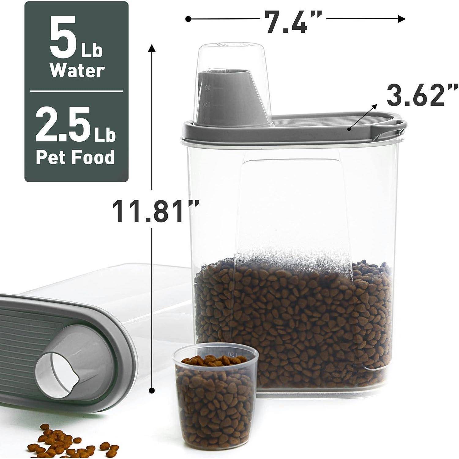Futtercontainer Luftdicht Hundefutter Messbecher 2300ml 2PCS Grau