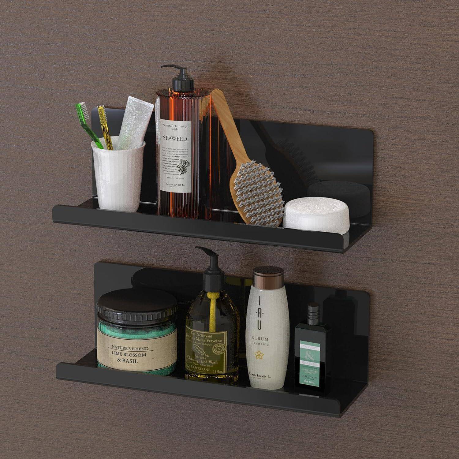 Wandregal ohne Bohren Acryl 30cm Schweberegal 2 Stück Schwarz