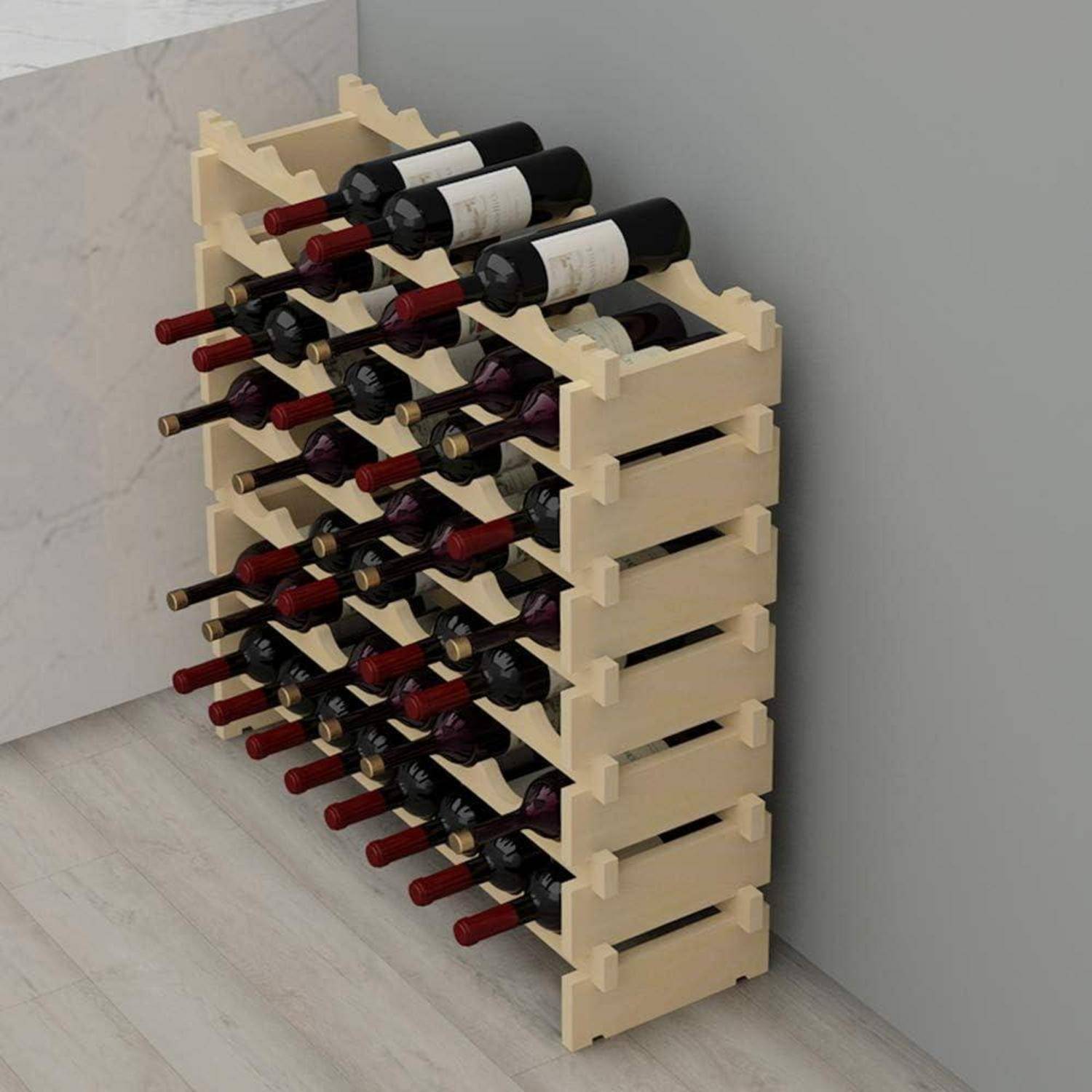 Weinregal Flaschenregal Holzregal 6 Ebenen Weinhalter 48 Flaschen