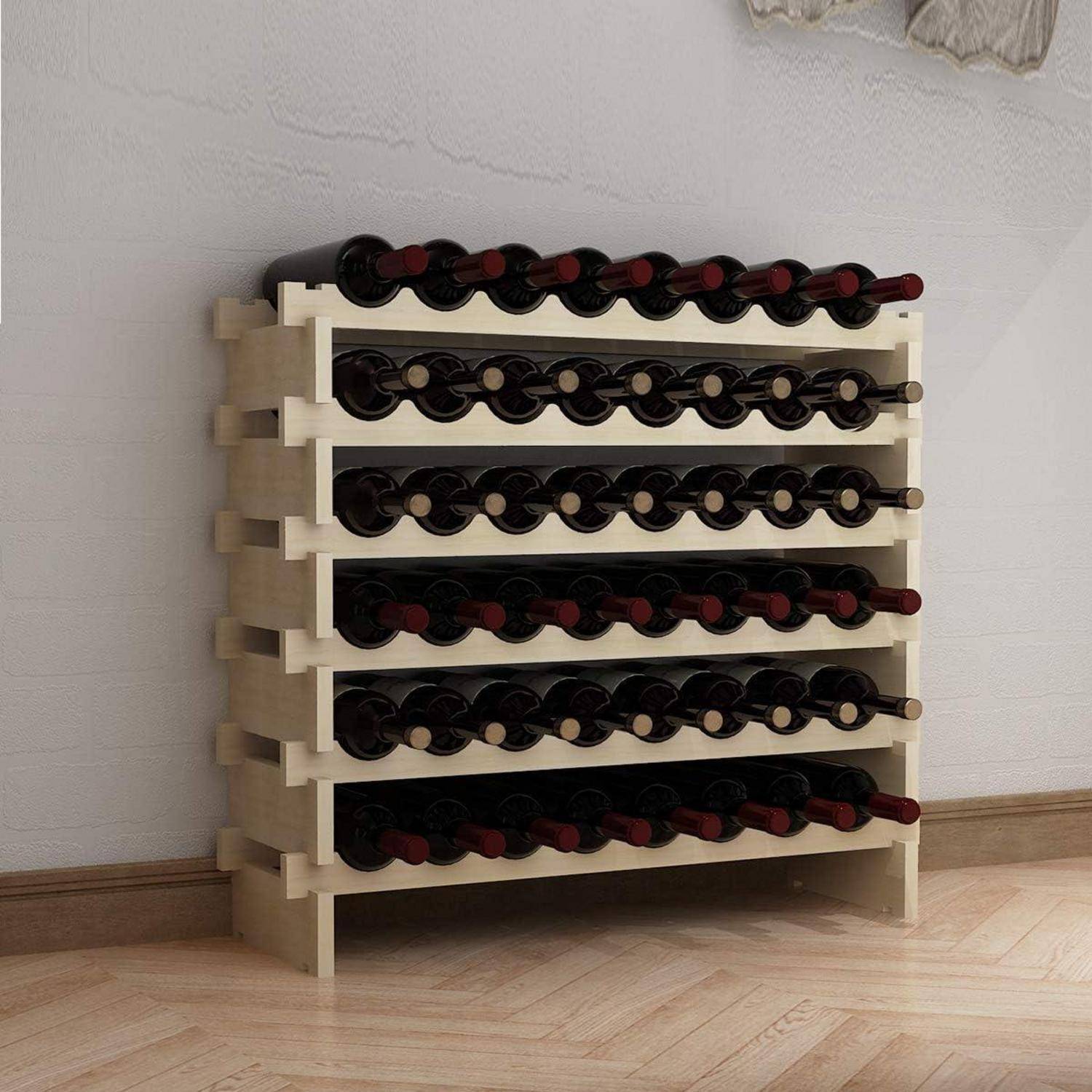 Weinregal Flaschenregal Holzregal 6 Ebenen Weinhalter 48 Flaschen