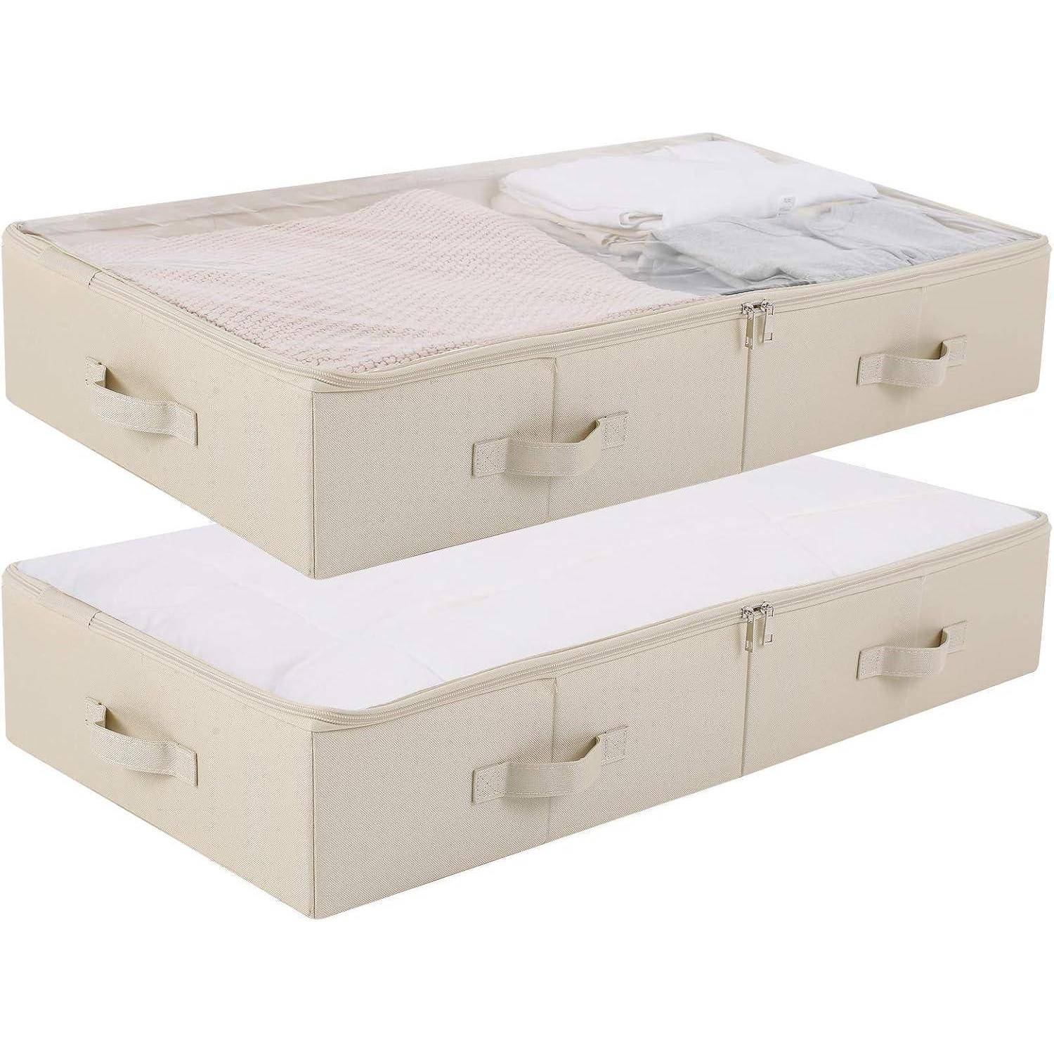 Aufbewahrungsbehälter 2er Pack PVC Deckel 85*43*15cm Beige,2pcs