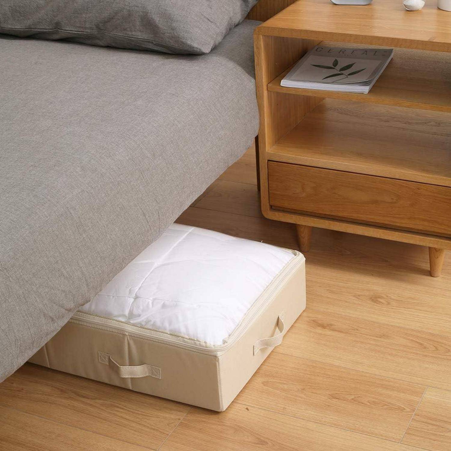 Aufbewahrungsbehälter 2er Pack PVC Deckel 85*43*15cm Beige,2pcs