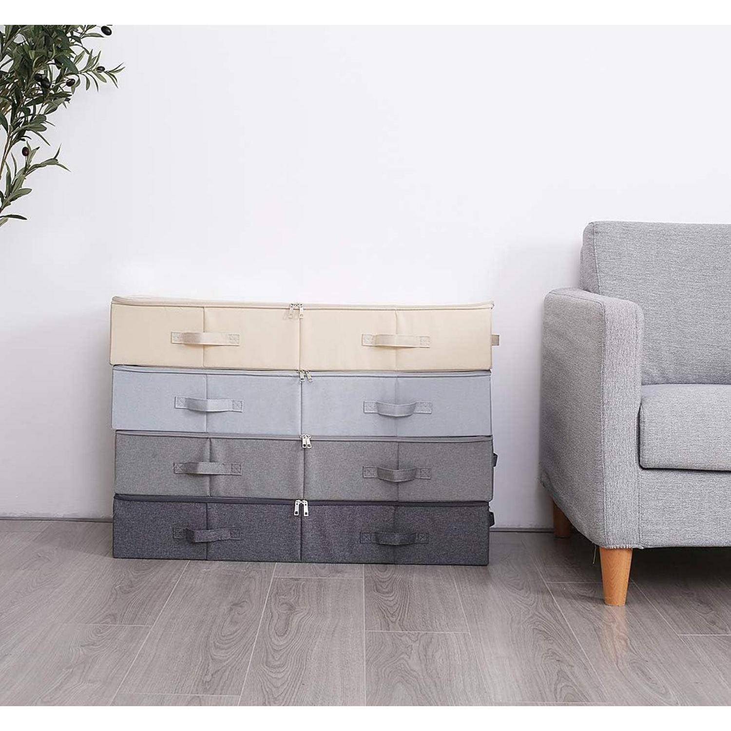 Aufbewahrungsbehälter 2er Pack PVC Deckel 85*43*15cm Beige,2pcs