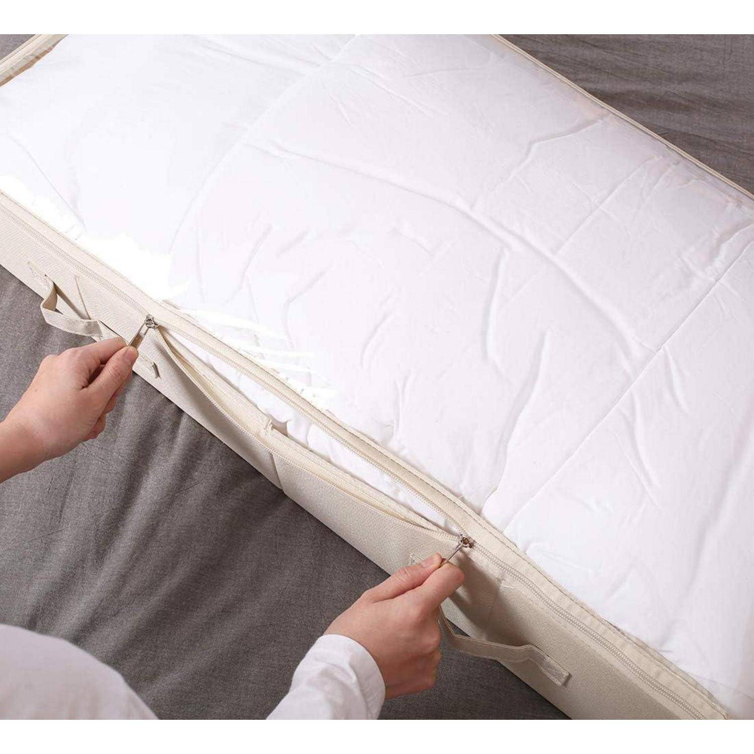 Aufbewahrungsbehälter 2er Pack PVC Deckel 85*43*15cm Beige,2pcs