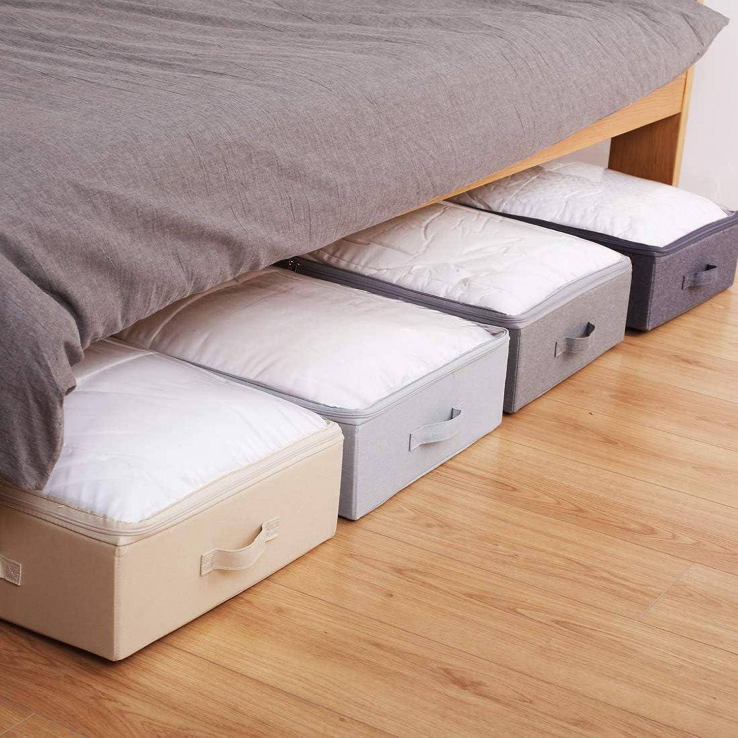 Aufbewahrungsbehälter 2er Pack PVC Deckel 85*43*15cm Beige,2pcs
