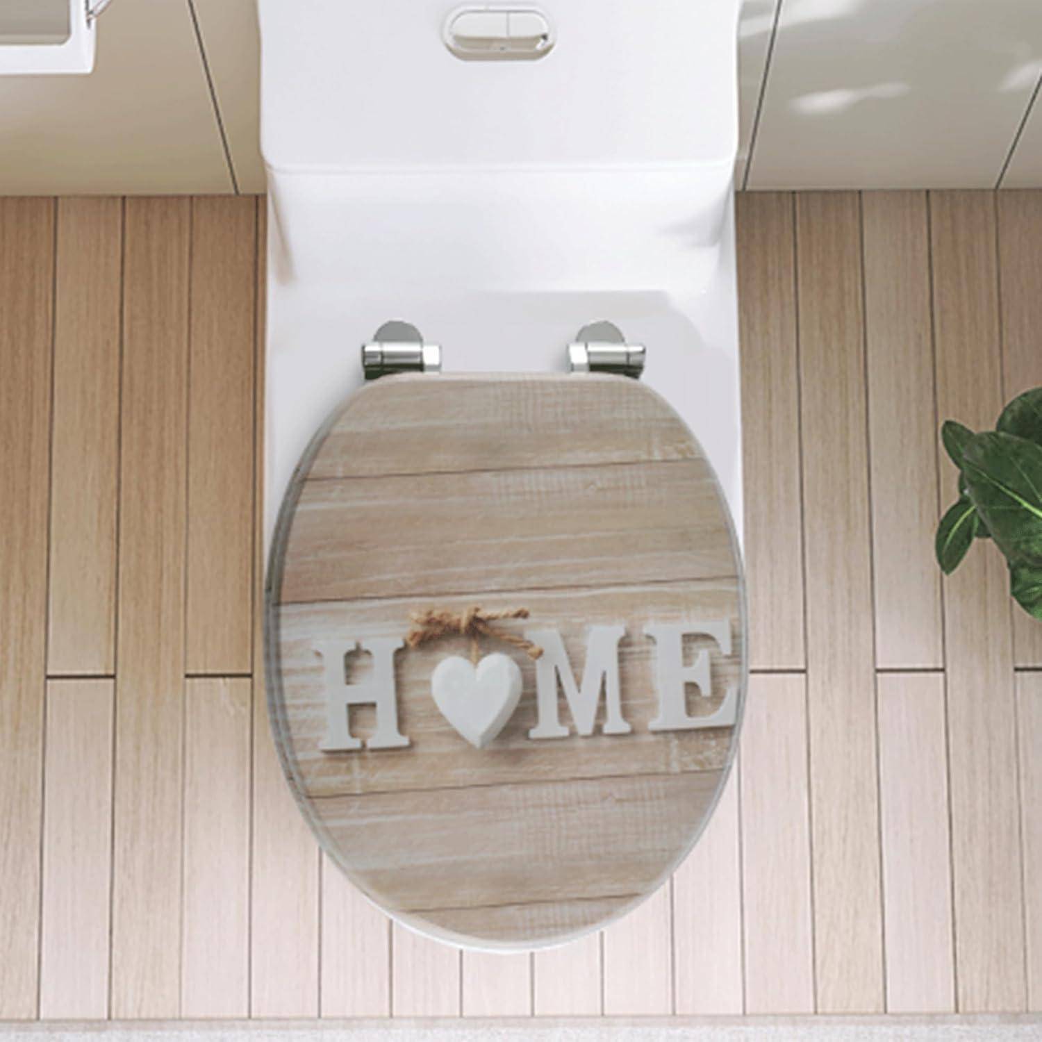WC Sitz Absenkautomatik Antibakteriell MDF Holzkern Deckel Home