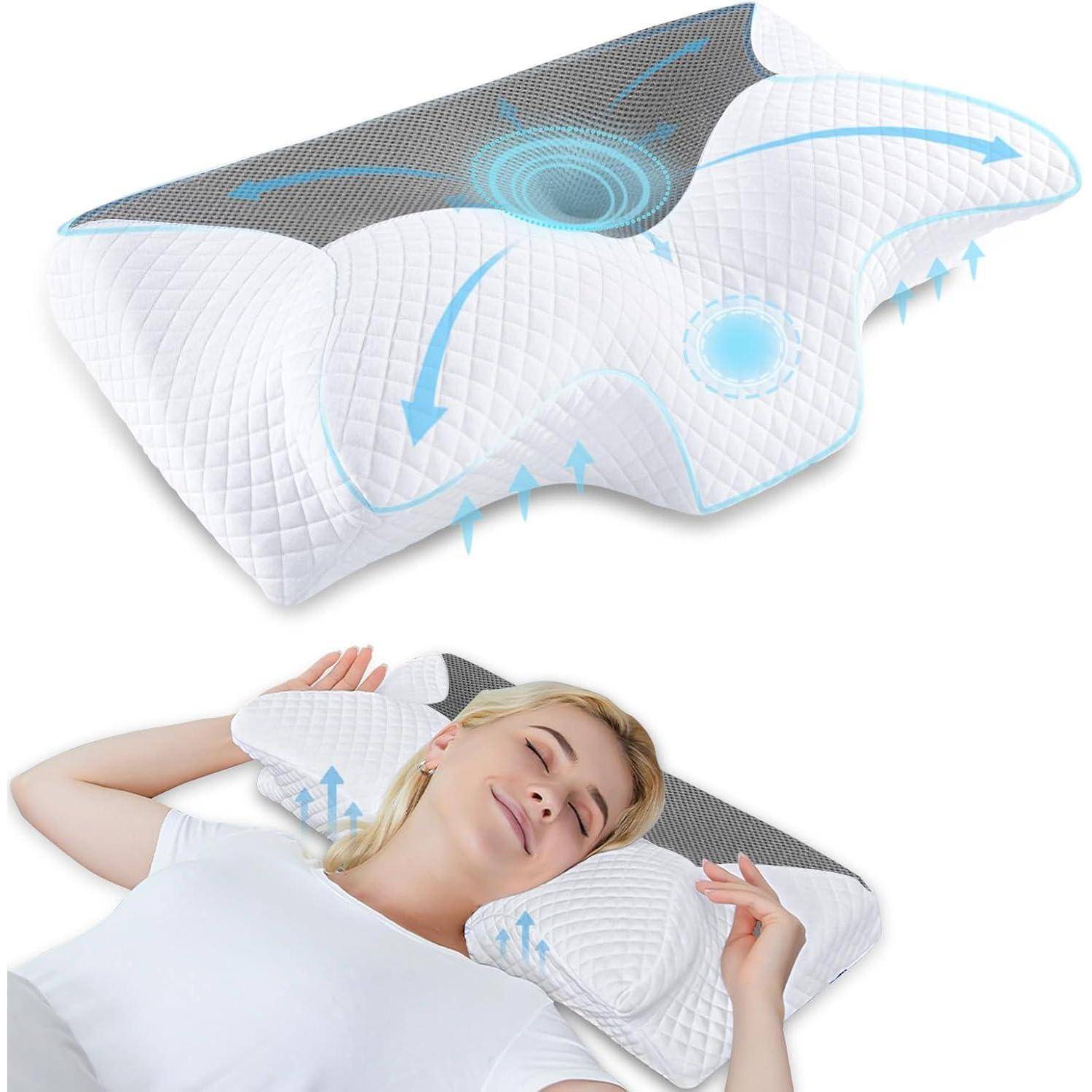 Kissen Nackenstützkissen Memory Foam 60 x 35 x 8 12cm Grau