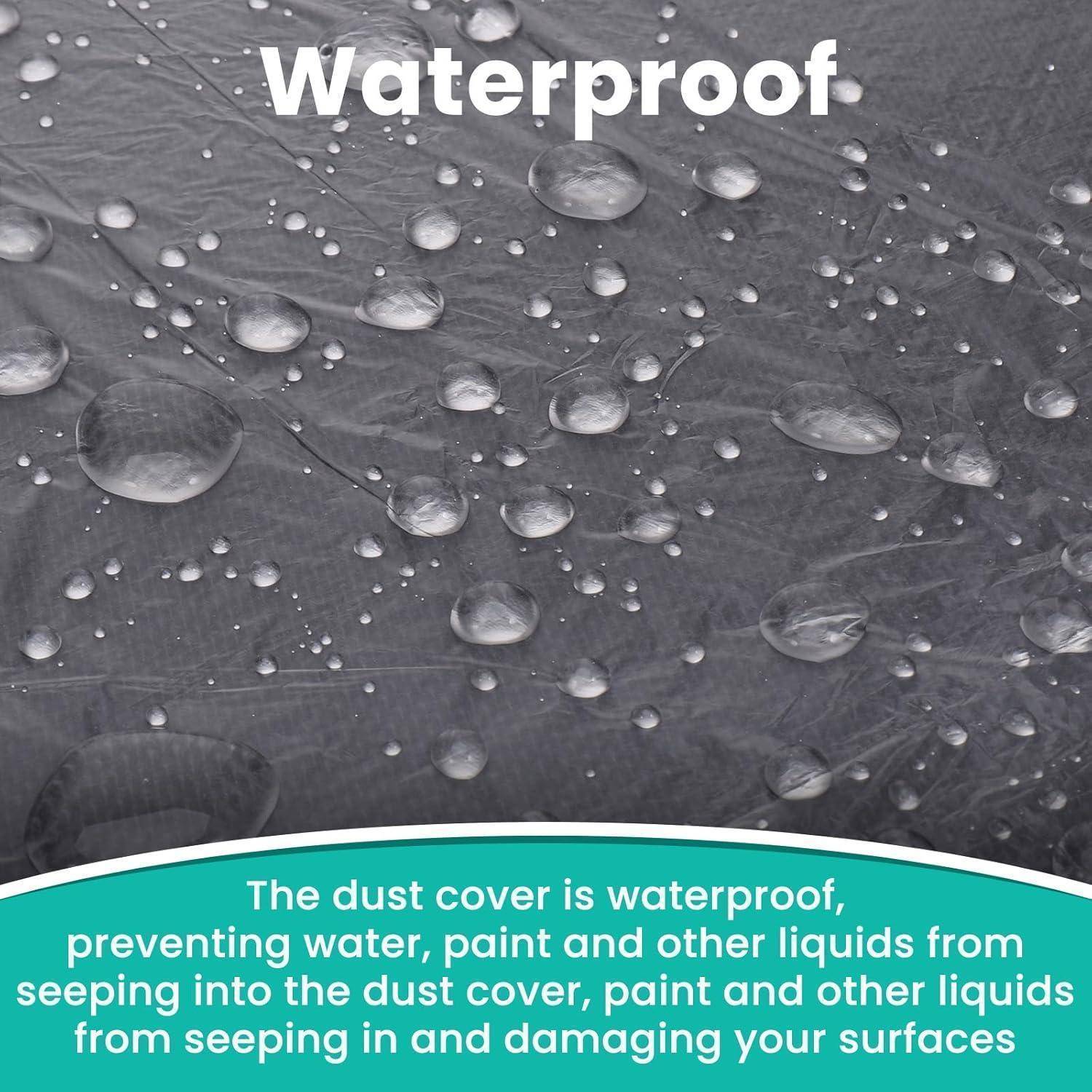 Das Bild zeigt eine wasserabweisende Oberfläche mit Wassertropfen. Der Text lautet 