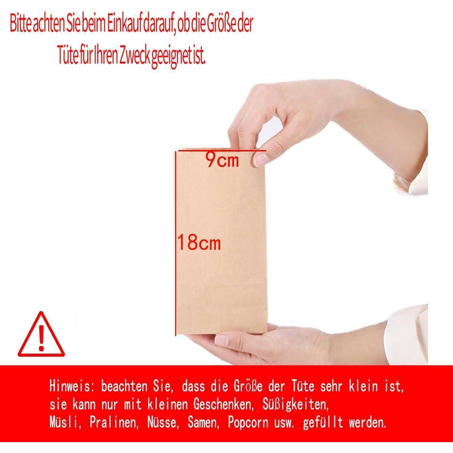 Achtung: Prüfen Sie, ob die Tüte Ihren Zwecken entspricht. Hinweis: Klein, für Geschenke, Süßigkeiten usw. 9x18 cm.