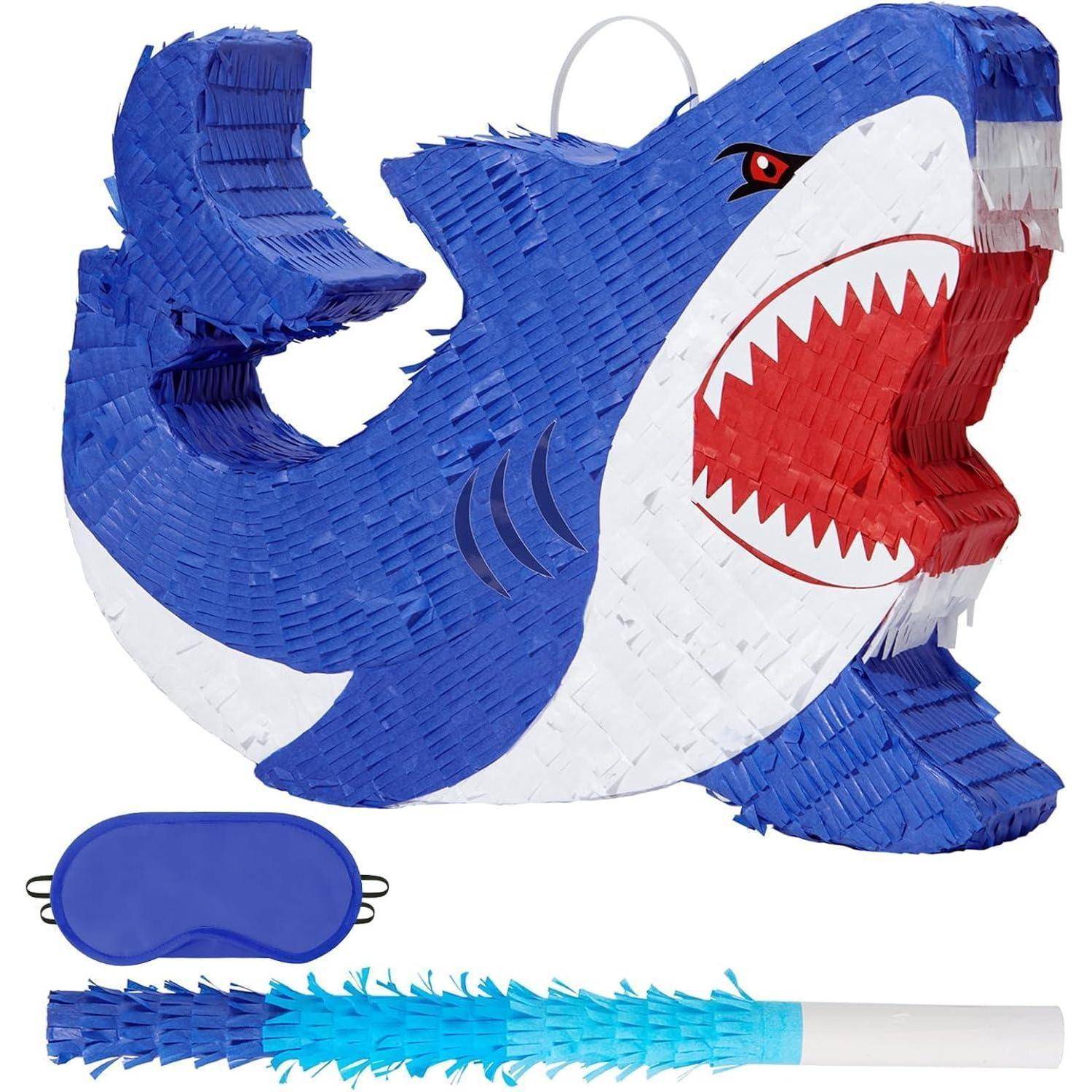 Pinata Kindergeburtstag Junge Augenmaske Stab Poolparty Blau Hai