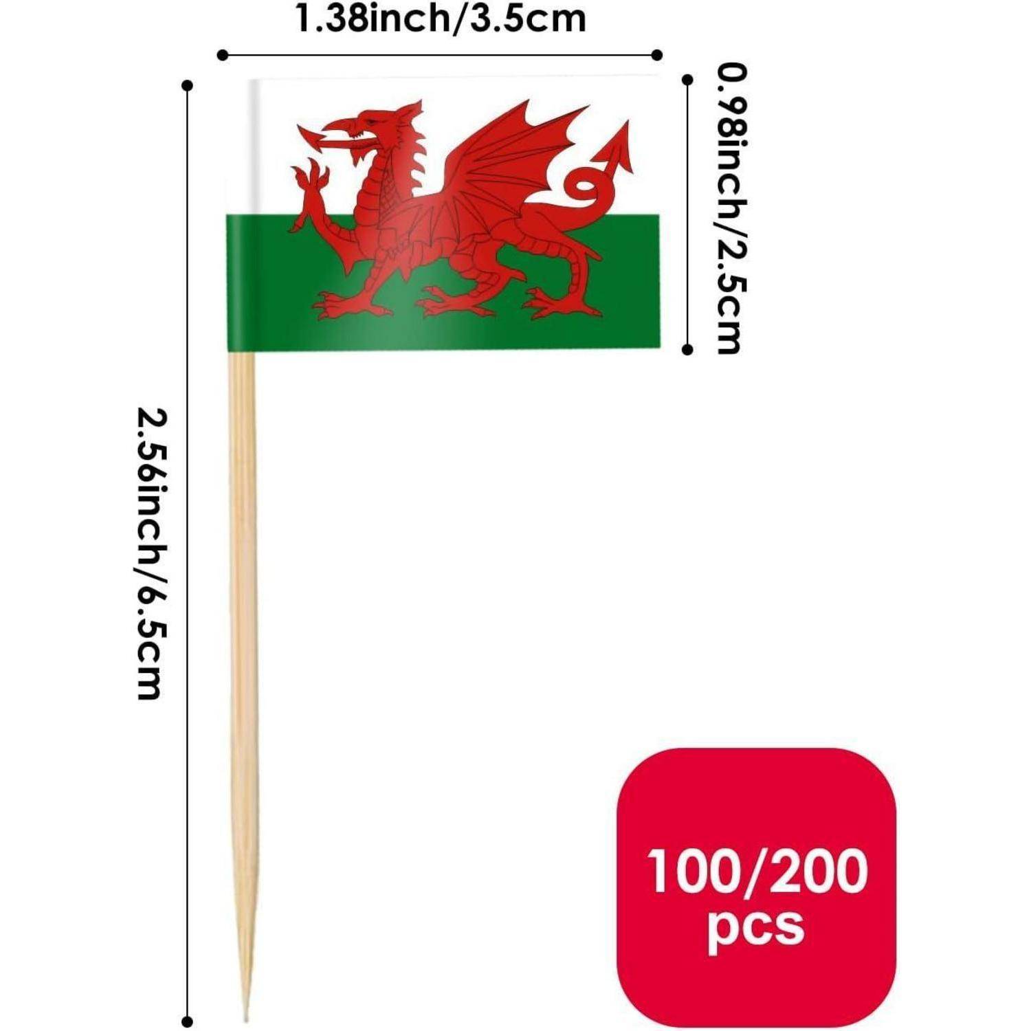 Zahnstocher Flagge Wales Walisische Zahnstocher Flagge 100 Stück