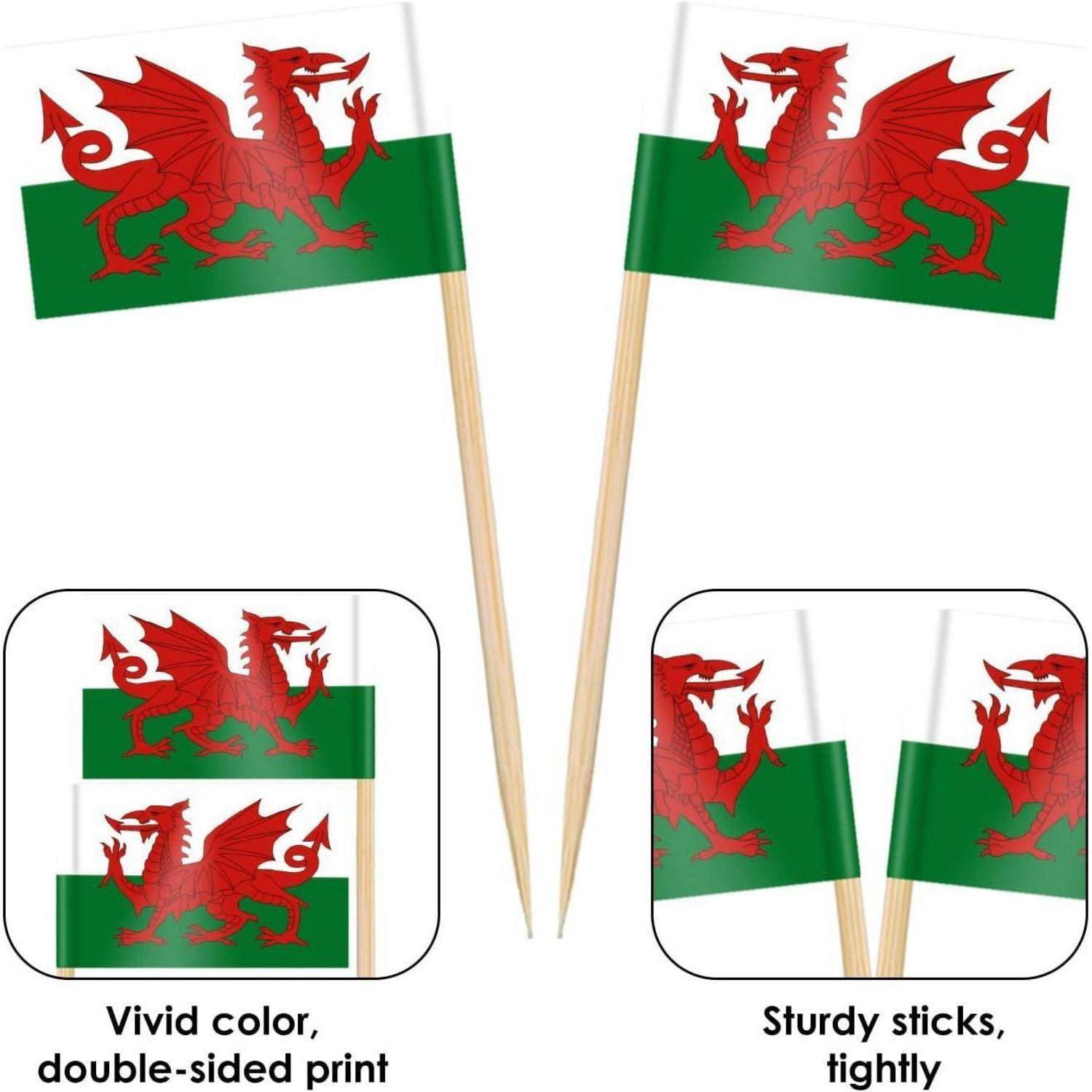 Zahnstocher Flagge Wales Walisische Zahnstocher Flagge 100 Stück