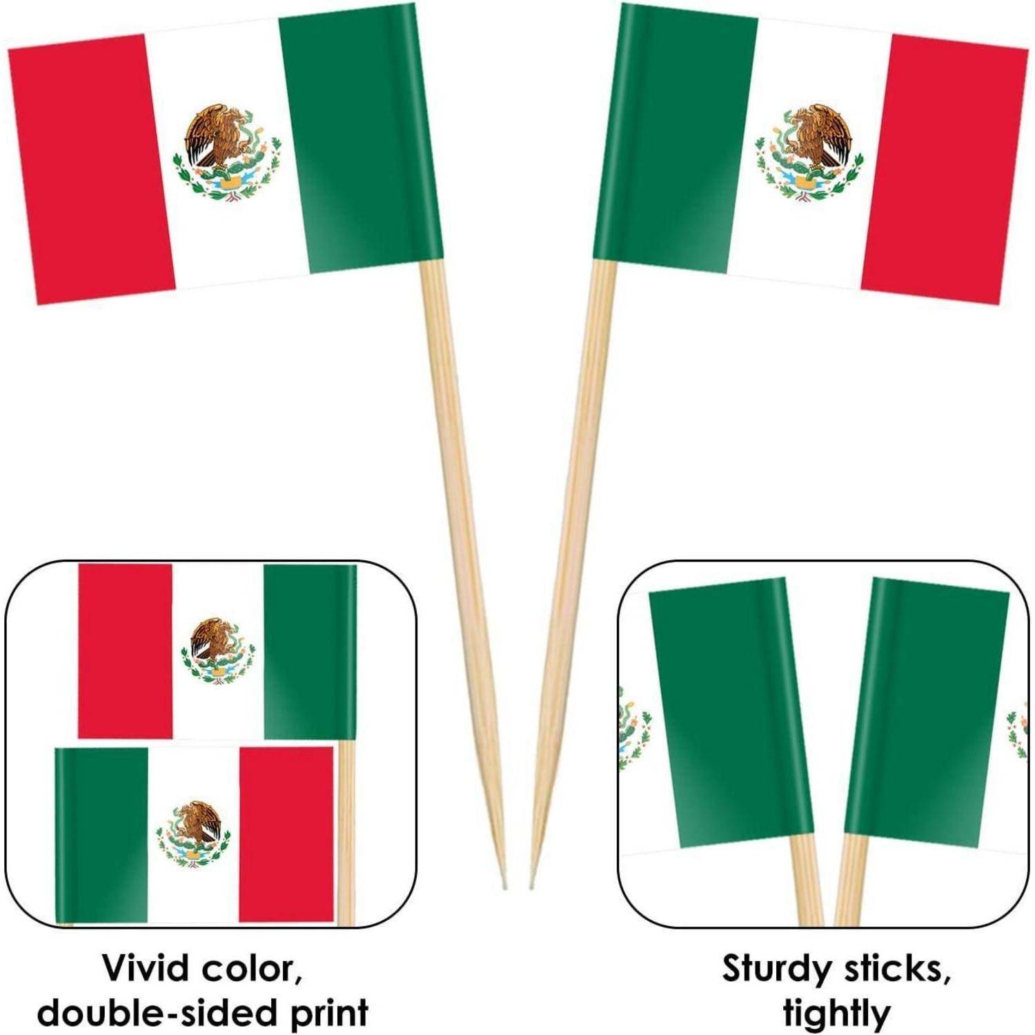 Cocktailstick Cupcake Toppers Mexiko Zahnstocher Flagge 100 Stück