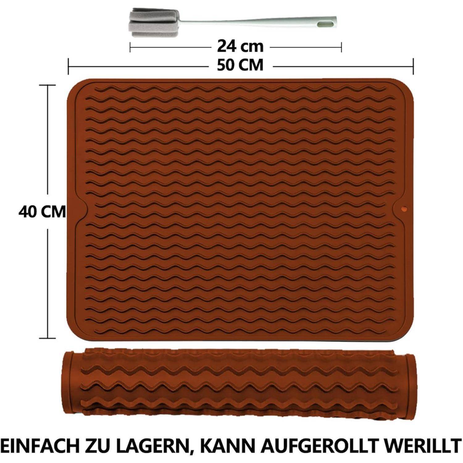 Abtropfmatte Silikon Geschirr BPAfrei 40x30cm Ecru 40 x 30 cm