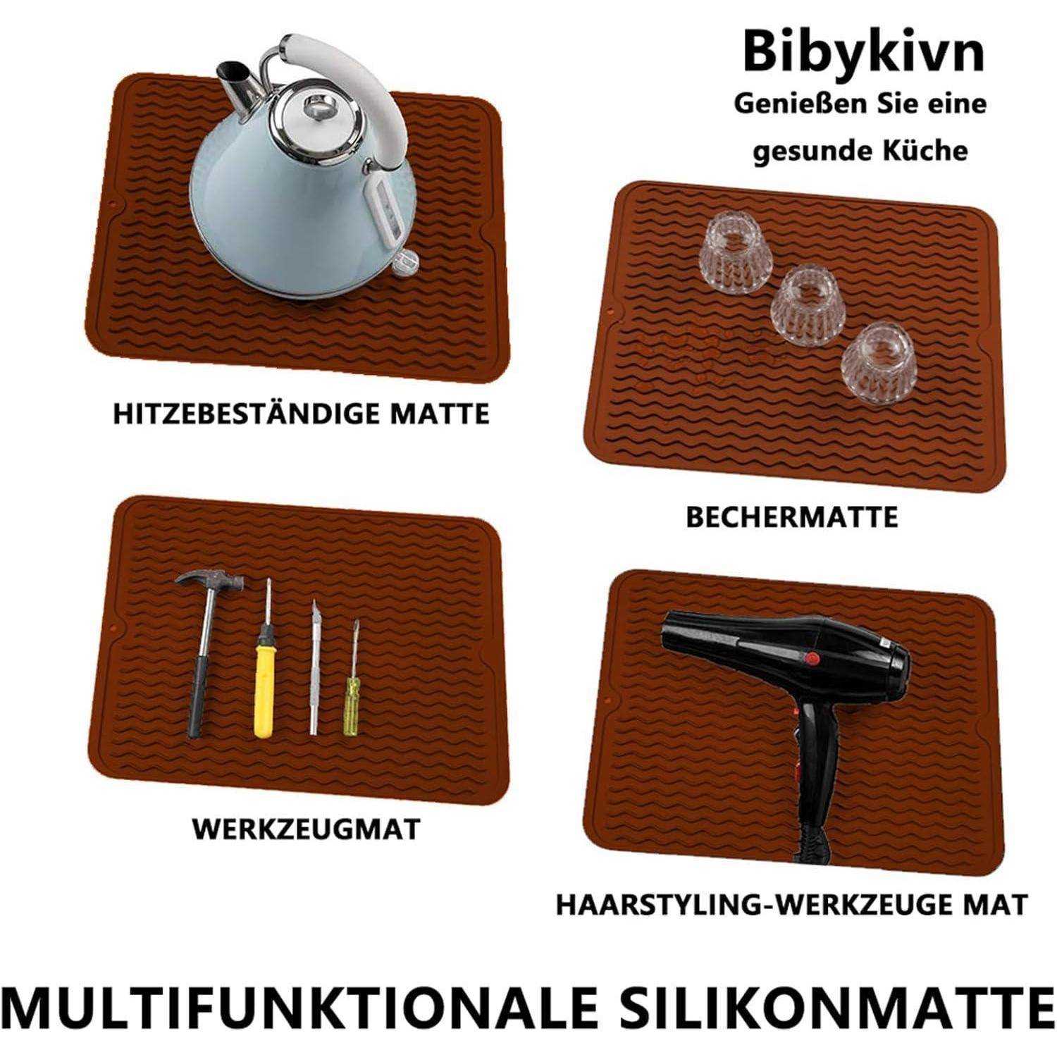 Abtropfmatte Silikon Geschirr BPAfrei 40x30cm Ecru 40 x 30 cm