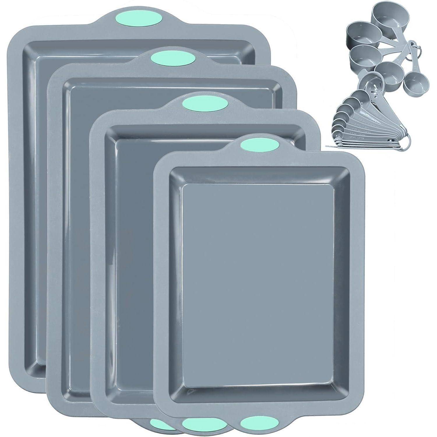 Silikon Backformen Set 4 Stück Metallrahmen 4 Pieces Light Grey