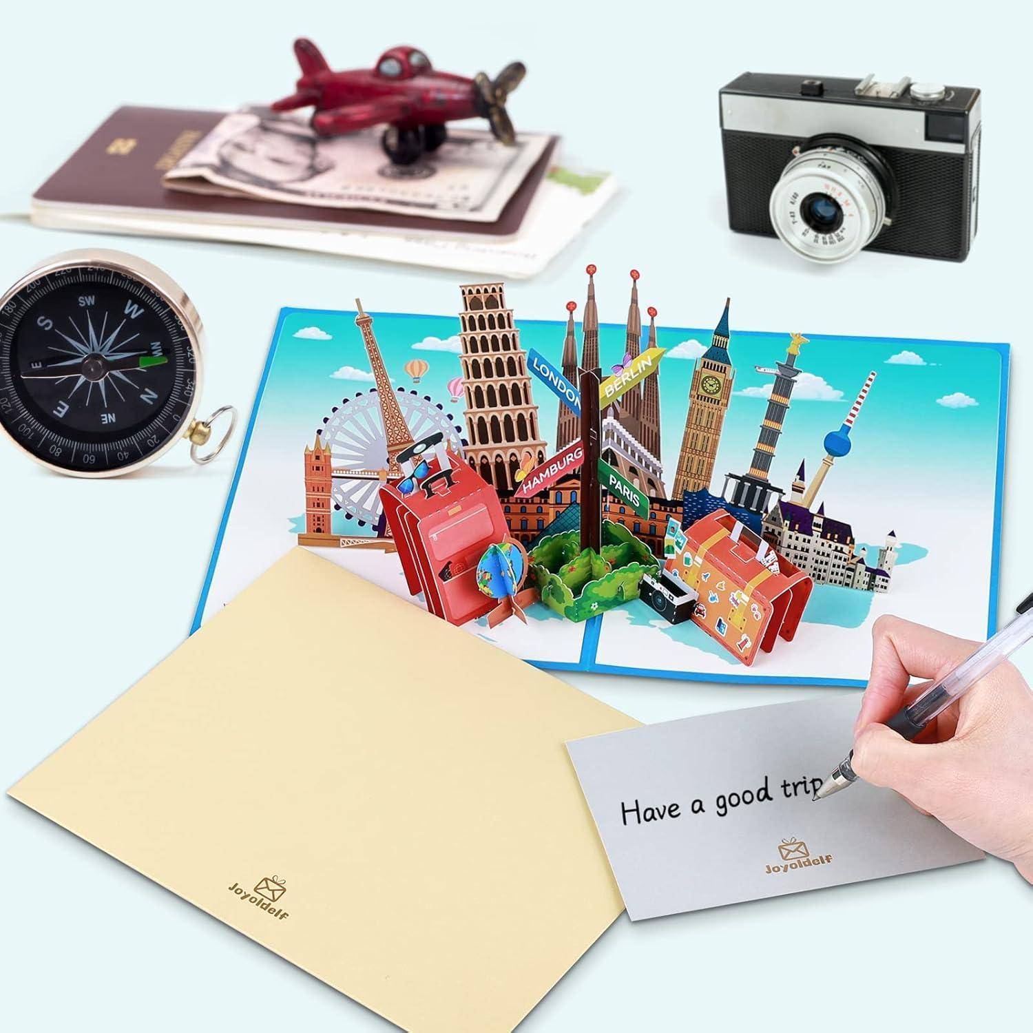 Reisegutschein 3D Pop Up Flugticket Geldgeschenk blau
