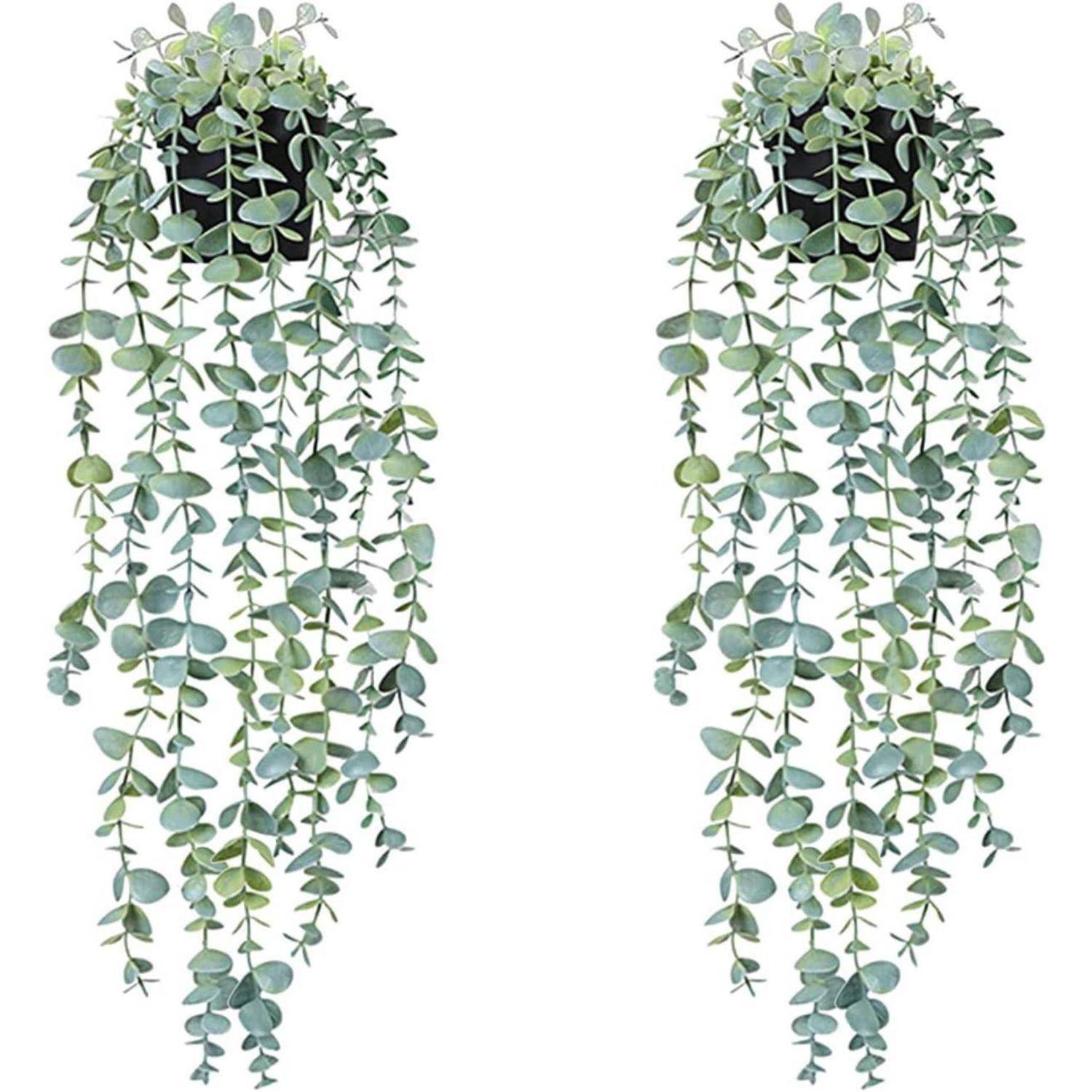Kunstpflanzen Hängepflanzen Topfpflanzen Efeu Wand Eucalyptus 56cm