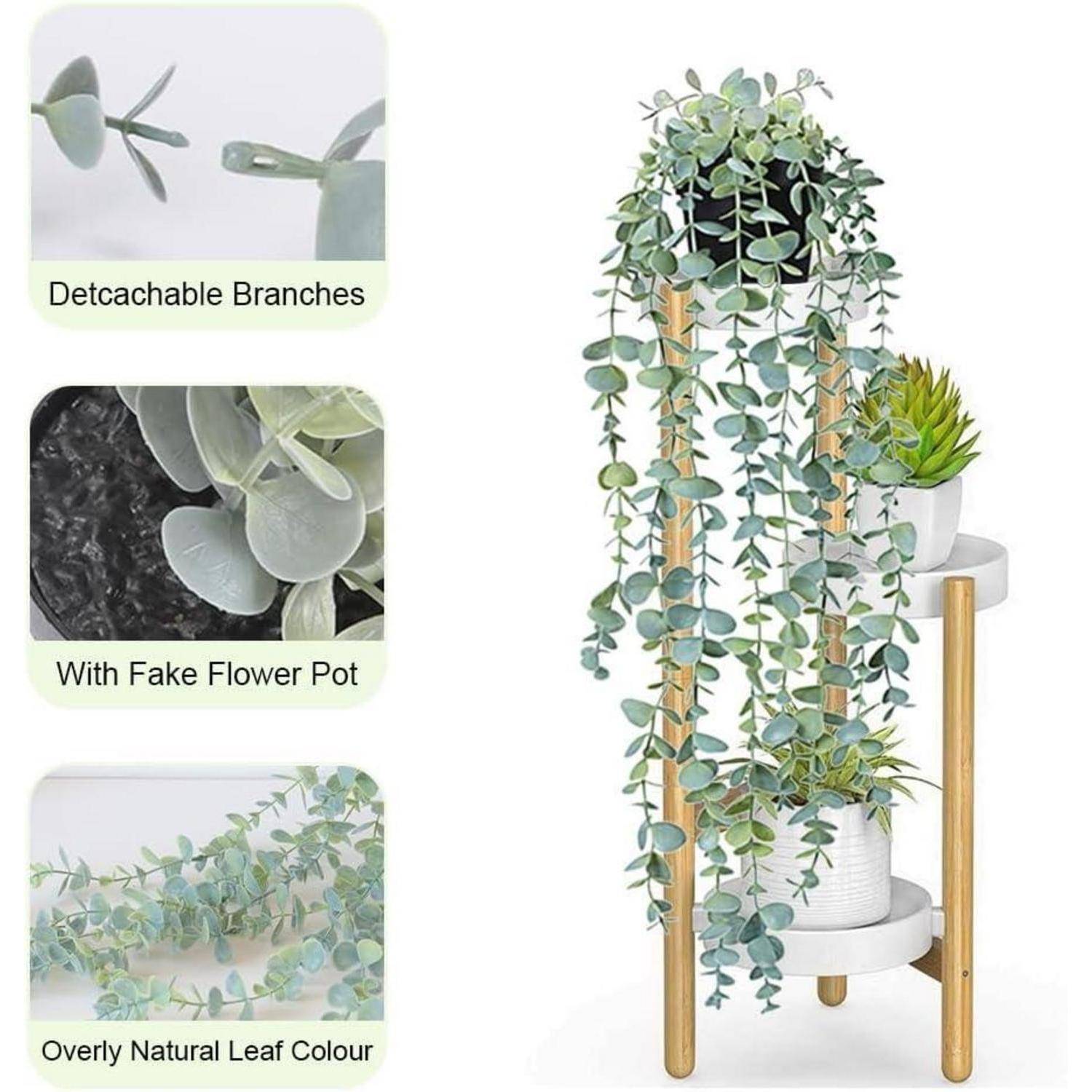 Kunstpflanzen Hängepflanzen Topfpflanzen Efeu Wand Eucalyptus 56cm