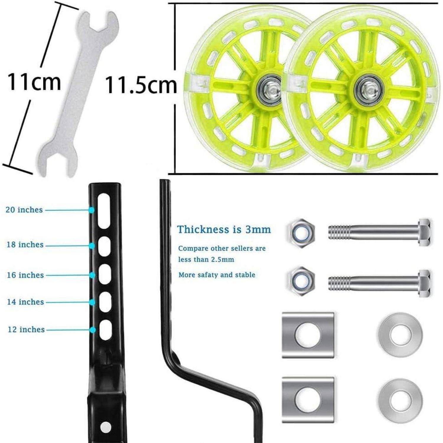 Stützräder Kinderfahrrad Erwachsene Universal Hilfsräder Gelb 1PCS