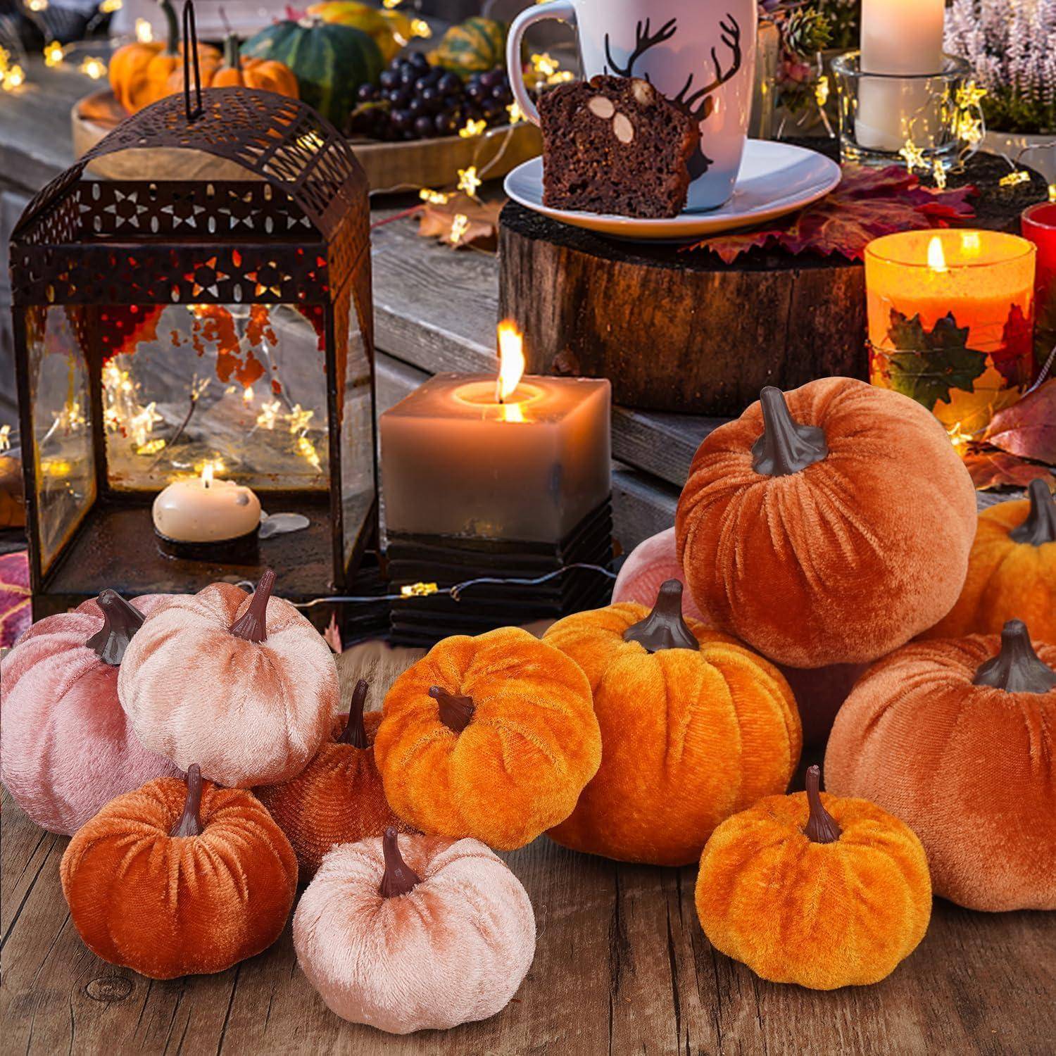 Kürbisse Künstliche Schaum Set 12 Orange Herbst Halloween Fusseln 3