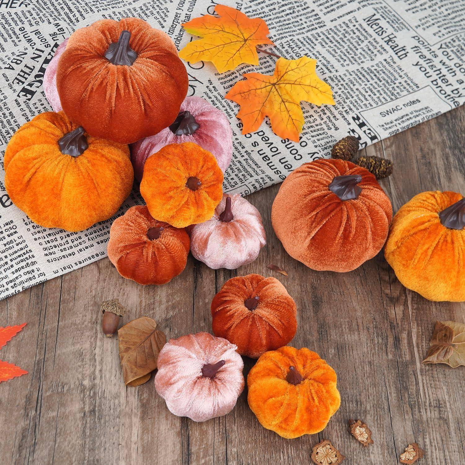 Kürbisse Künstliche Schaum Set 12 Orange Herbst Halloween Fusseln 3
