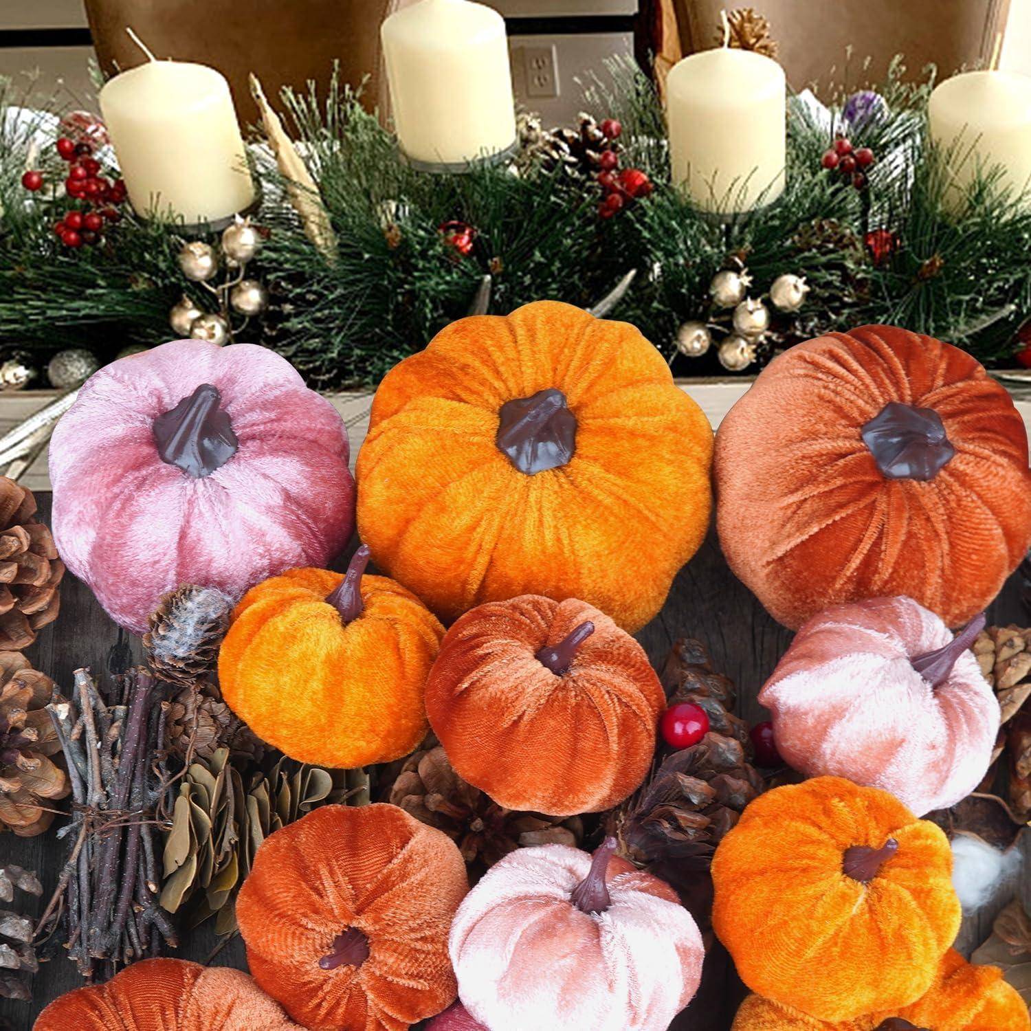 Kürbisse Künstliche Schaum Set 12 Orange Herbst Halloween Fusseln 3