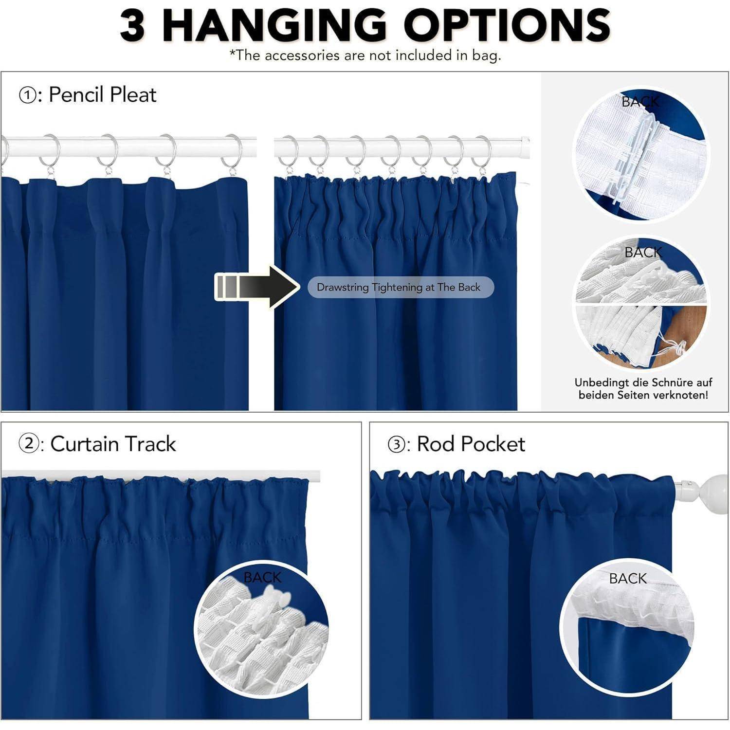 Verdunkelungsvorhang Blickdicht H245 x B140 cm (2er Pack) Königsblau