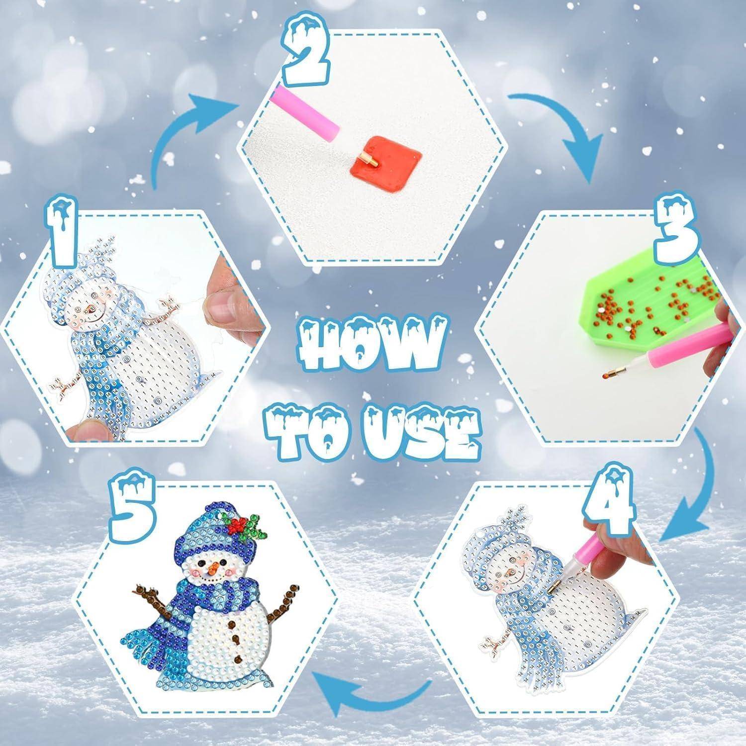 Diamond Painting Anhänger Kit Weihnachten Deko Kinder Blau