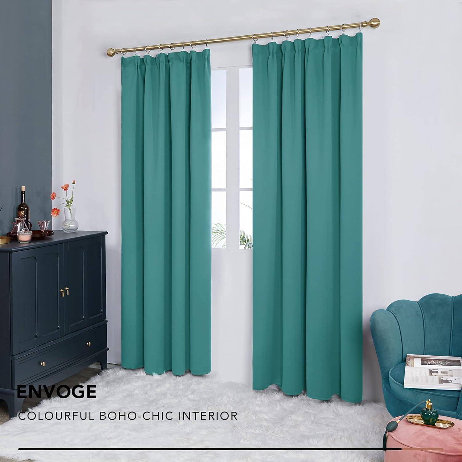 Verdunkelungsvorhang Blickdichte H220 x B140 cm (2er Pack) Türkis