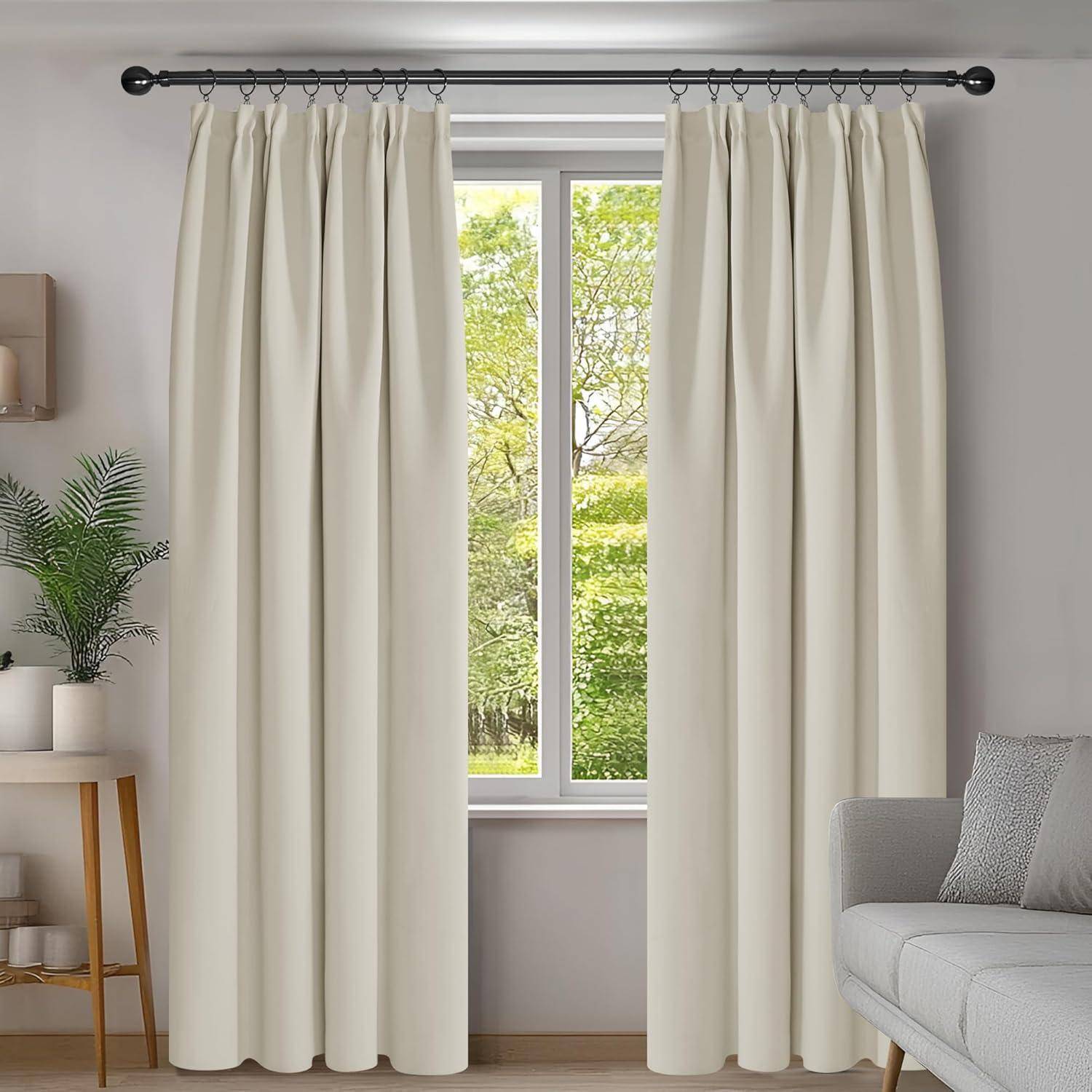 Verdunkelungsvorhänge Blickdicht H290 x B140 cm (2er Pack) Hellbeige