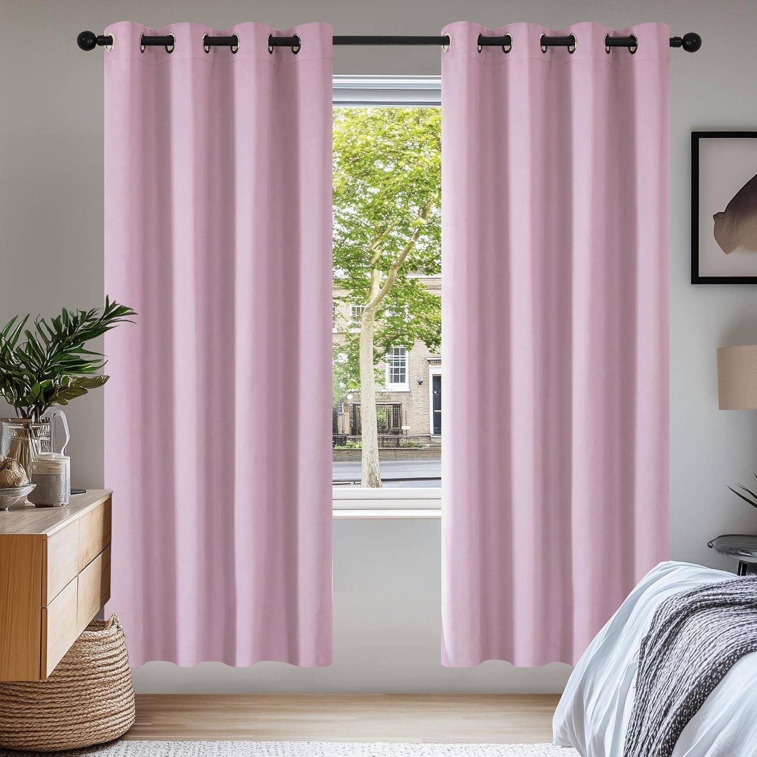 Vorhang Verdunkelungsvorhang H175 x B140 cm (2er Pack) Hellpink