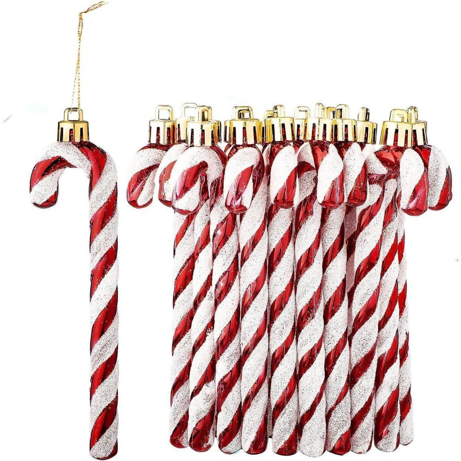 Weihnachtsbaumschmuck Zuckerstangen Anhänger 12er White-red