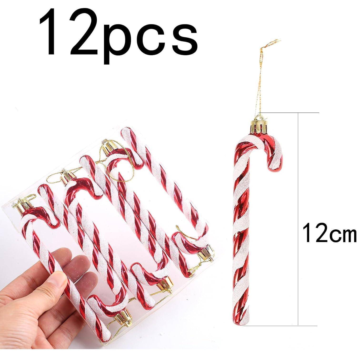 Weihnachtsbaumschmuck Zuckerstangen Anhänger 12er White-red