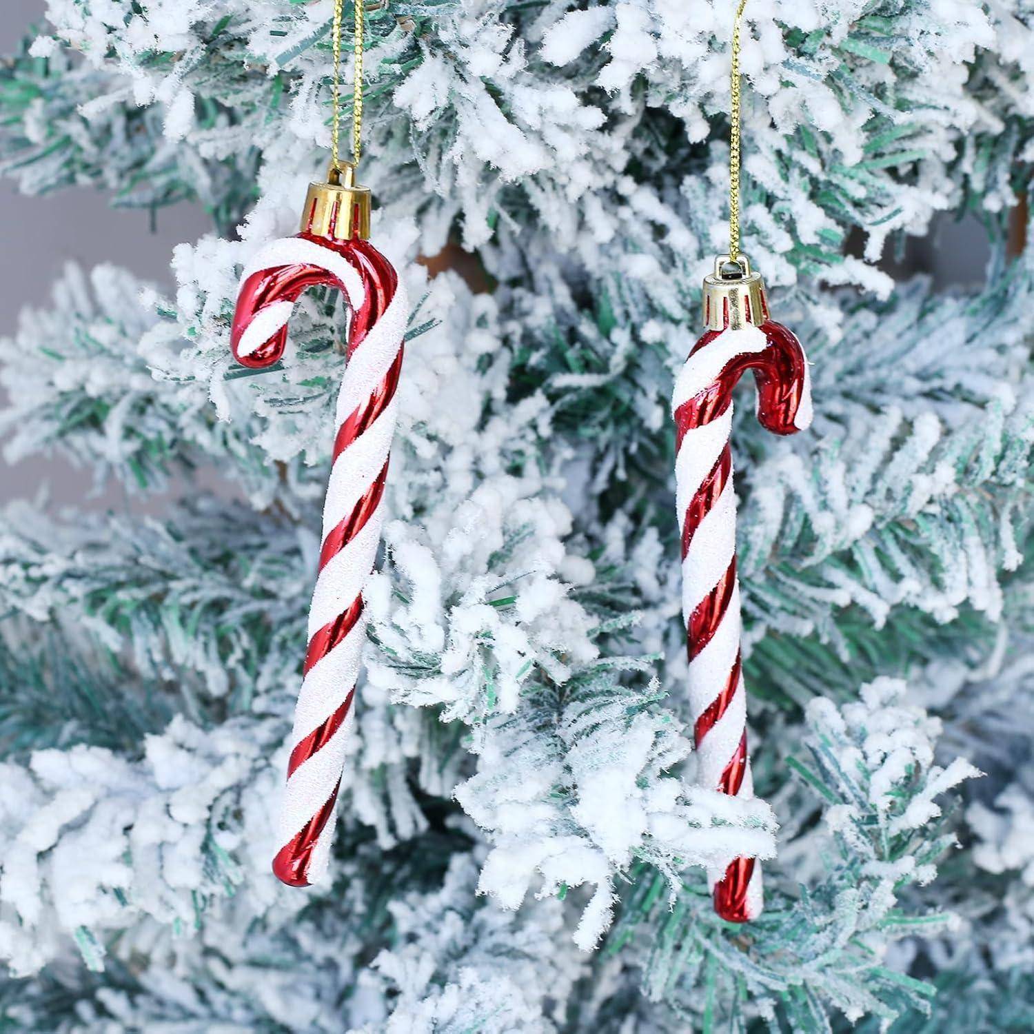 Weihnachtsbaumschmuck Zuckerstangen Anhänger 12er White-red