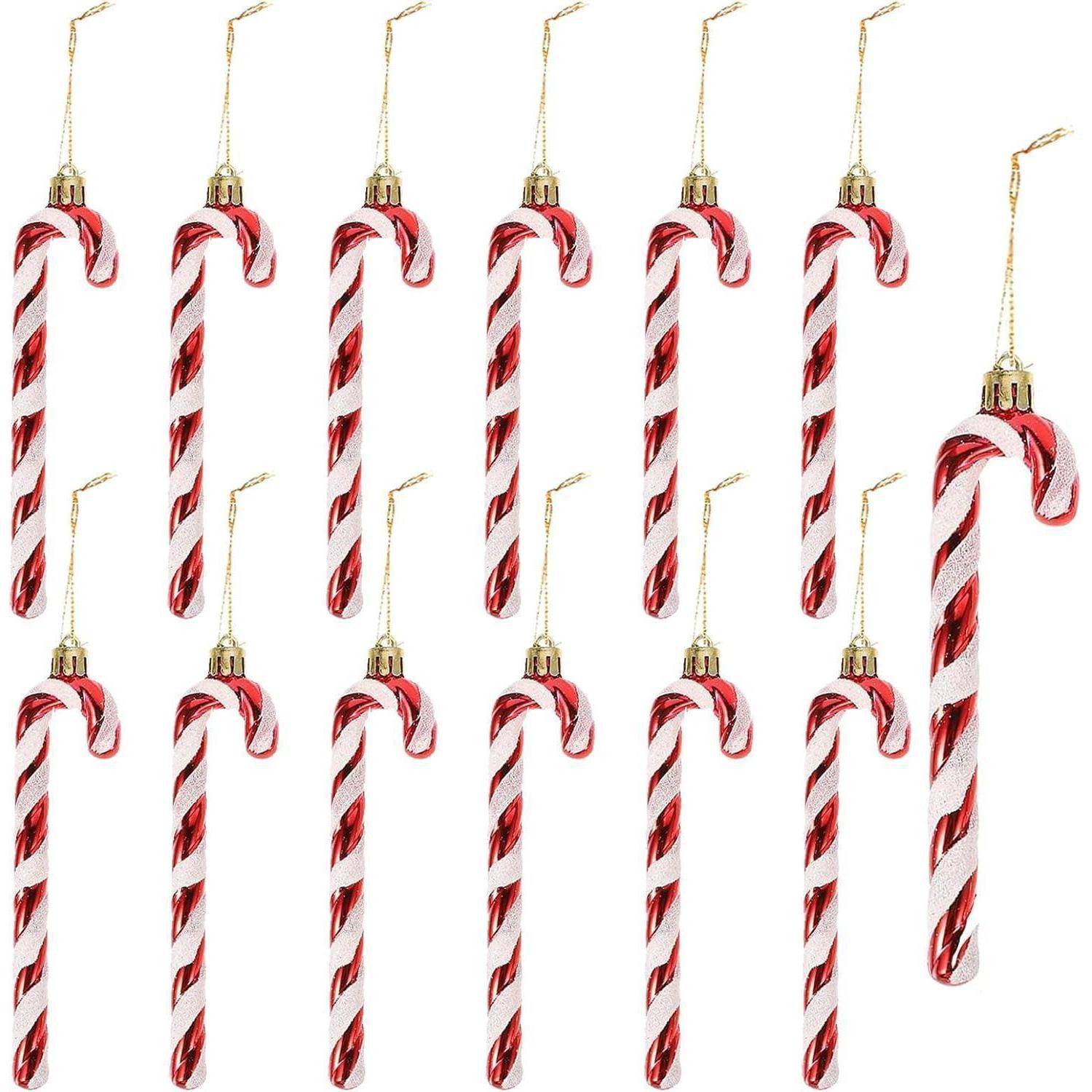 Weihnachtsbaumschmuck Zuckerstangen Anhänger 12er White-red