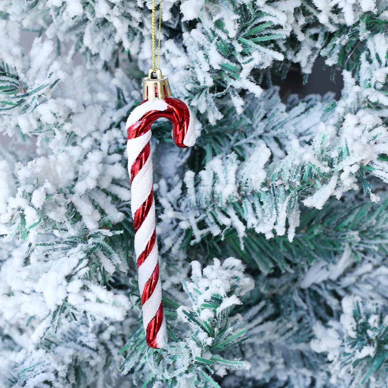 Weihnachtsbaumschmuck Zuckerstangen Anhänger 12er White-red