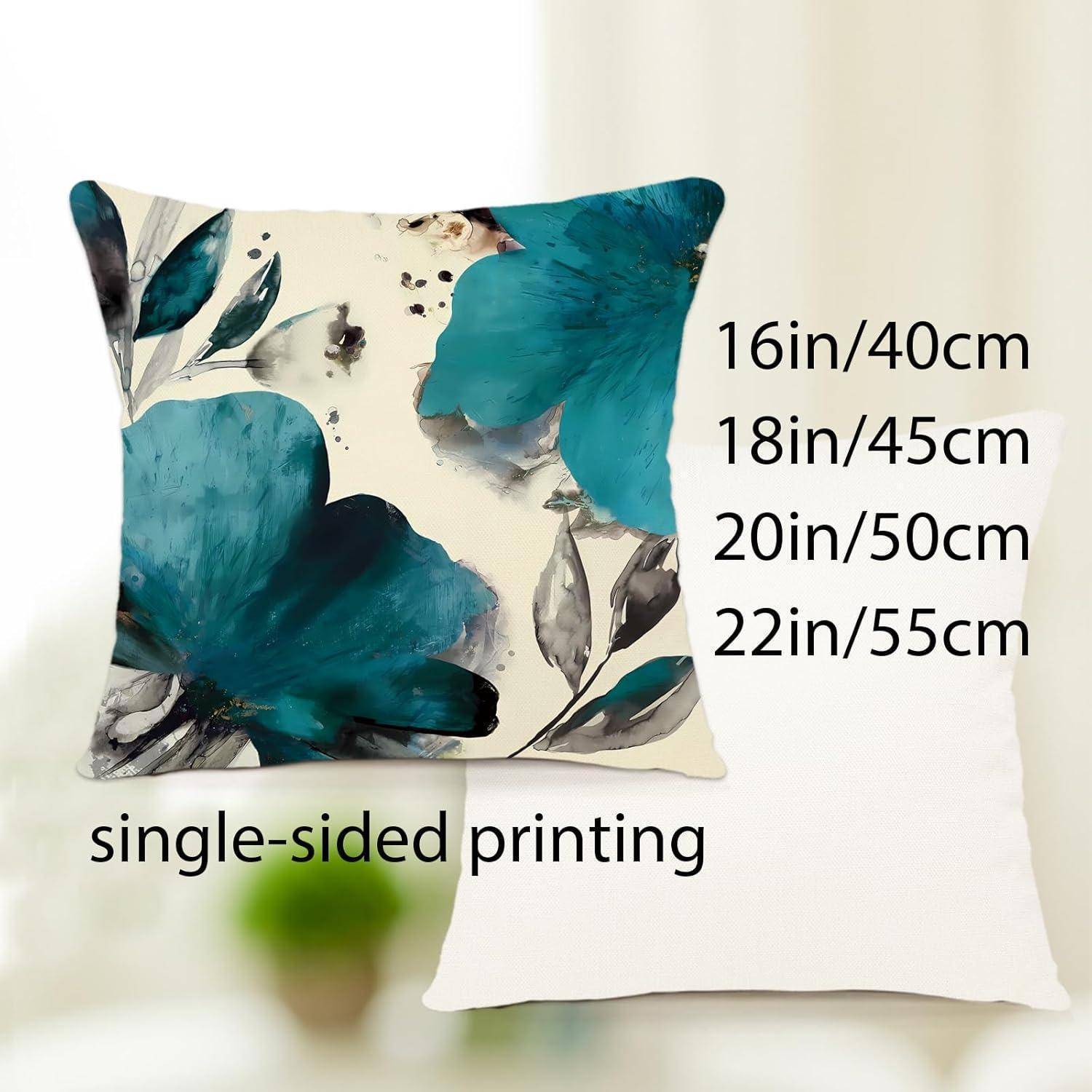 Kissenbezug 45x45 4er Set Leinen Blumen A203 45 x 45 cm 4 Stück