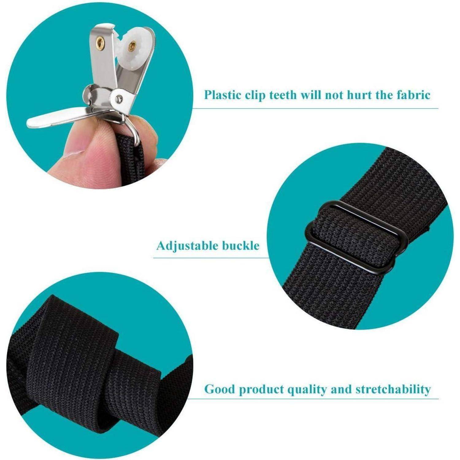 Das Bild zeigt eine Klemme mit Schutzplastikzähnen, einer verstellbaren Schnalle und einem Riemen, die die Sicherheit der Klemme und die Produktqualität hervorheben.