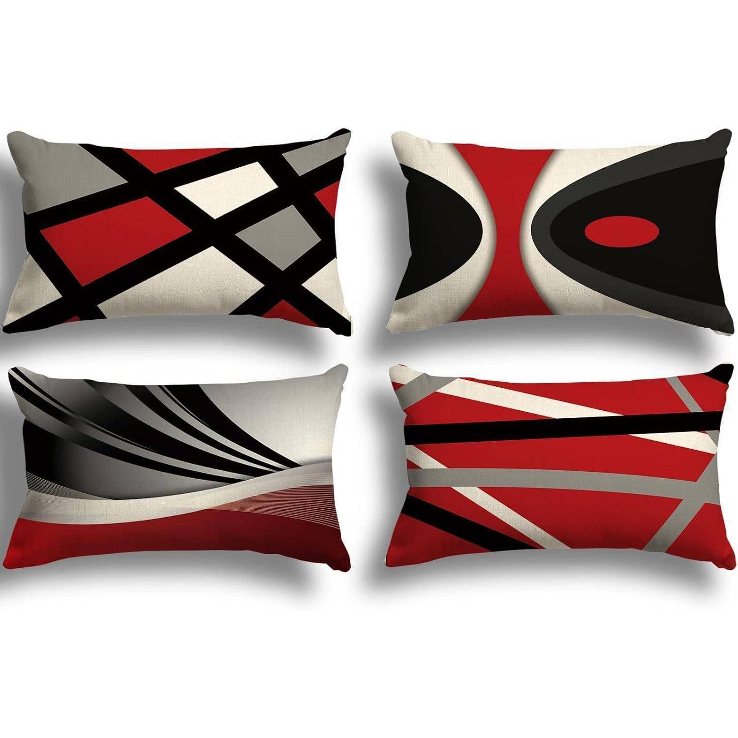 Kissenbezug 30x50 Leinen Geometrisch Sofa 4er A017 30 x 50 cm 4 Stück