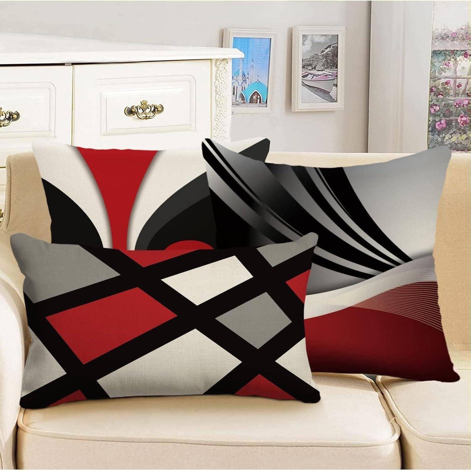 Kissenbezug 30x50 Leinen Geometrisch Sofa 4er A017 30 x 50 cm 4 Stück