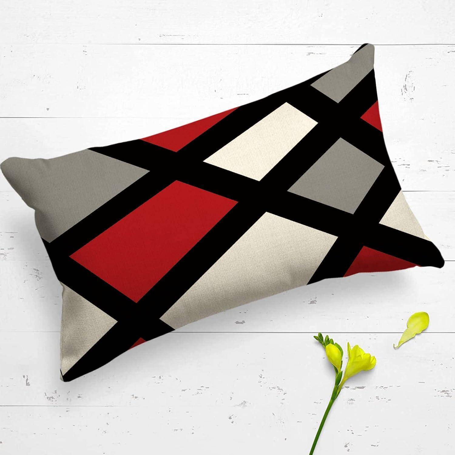 Kissenbezug 30x50 Leinen Geometrisch Sofa 4er A017 30 x 50 cm 4 Stück